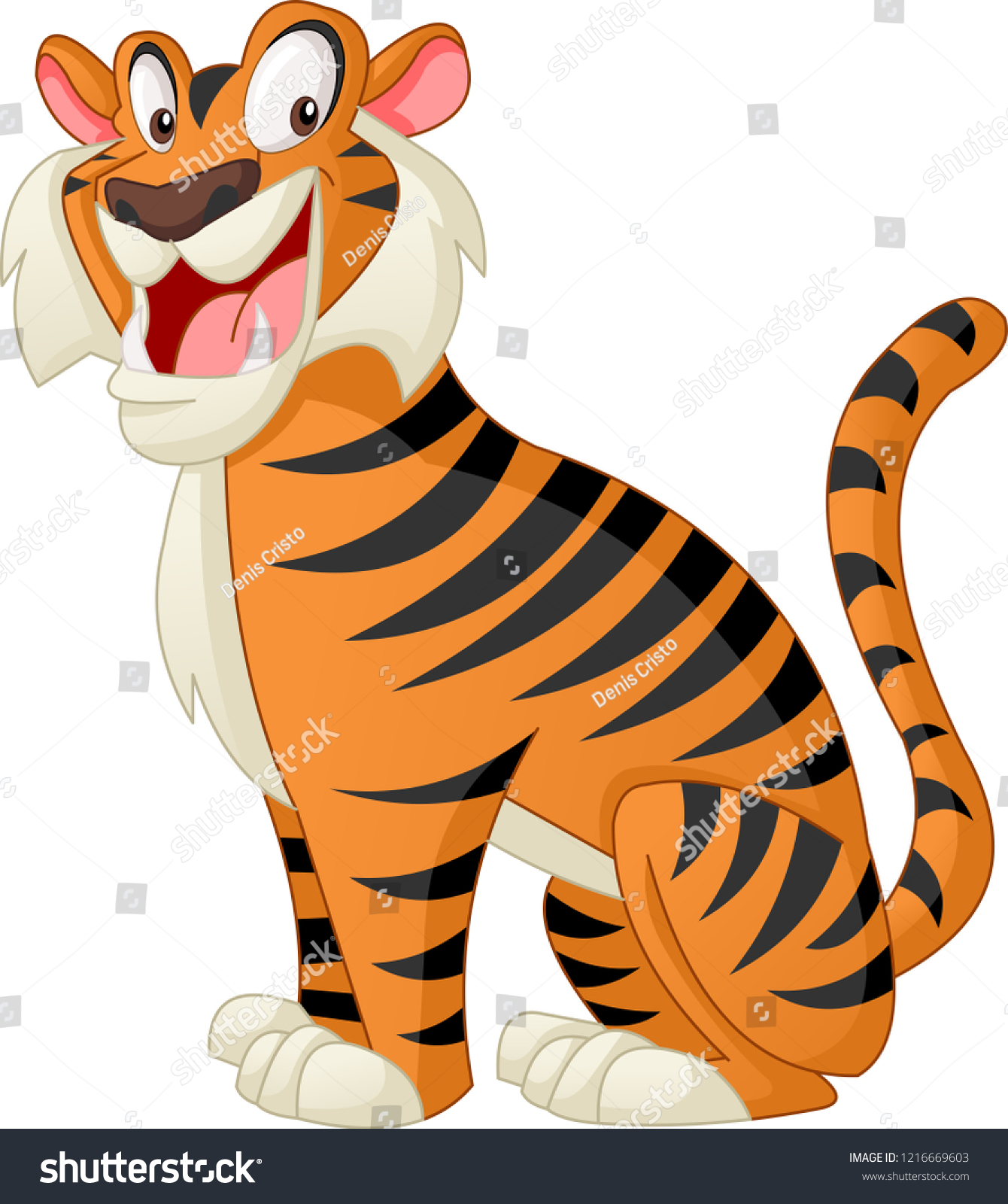 漫画のかわいい虎 面白い幸せな動物のベクターイラスト のベクター画像素材 ロイヤリティフリー