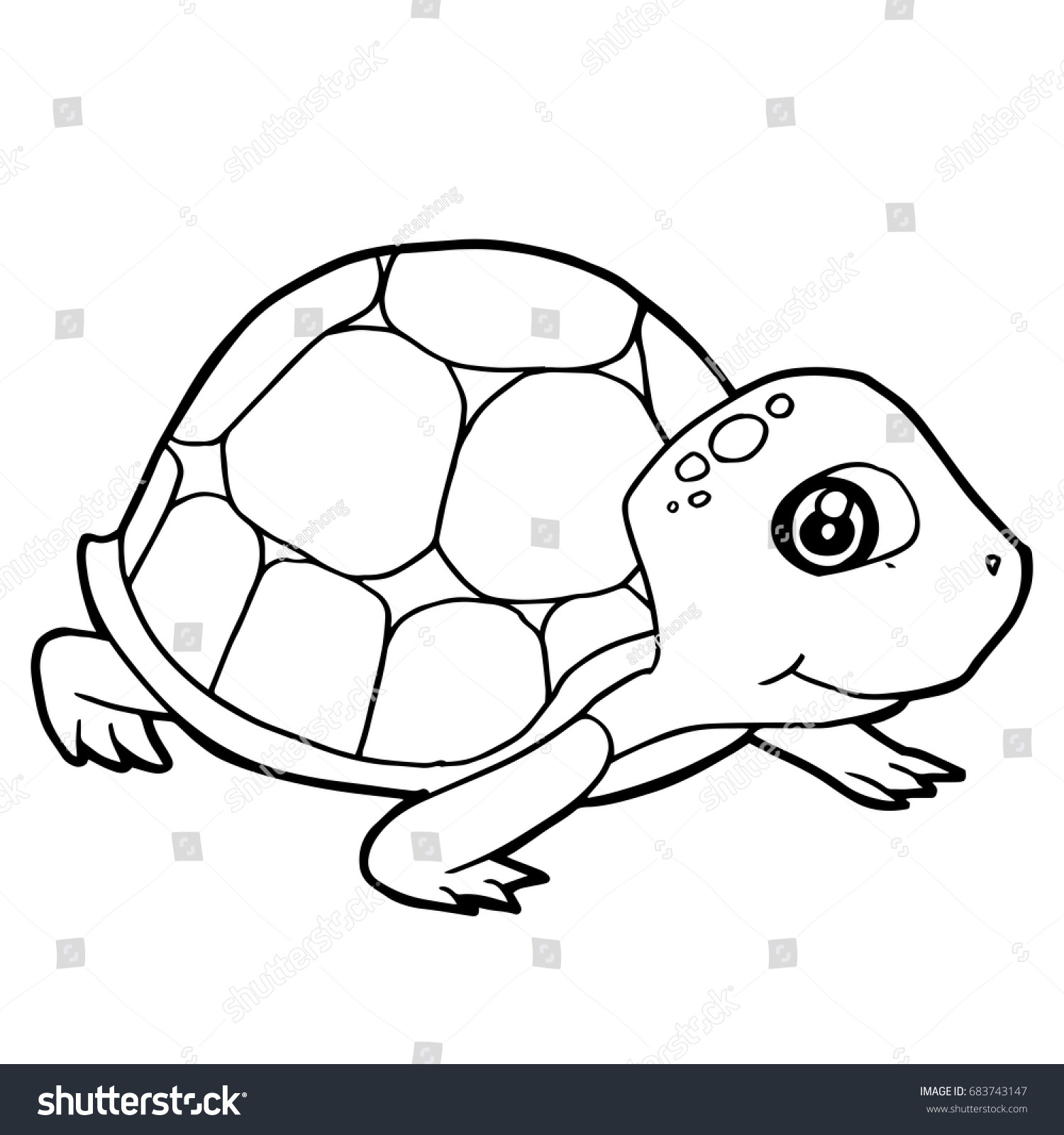 cartoon cute turtle coloring page vector illustration