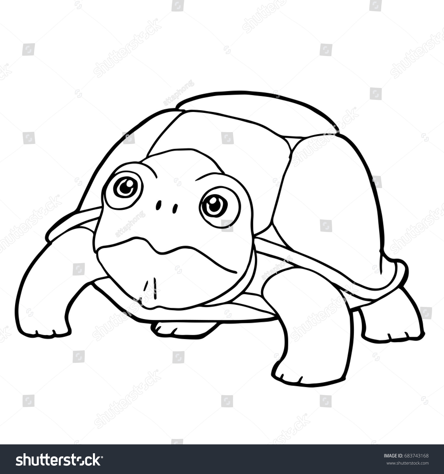 cartoon cute turtle coloring page vector illustration