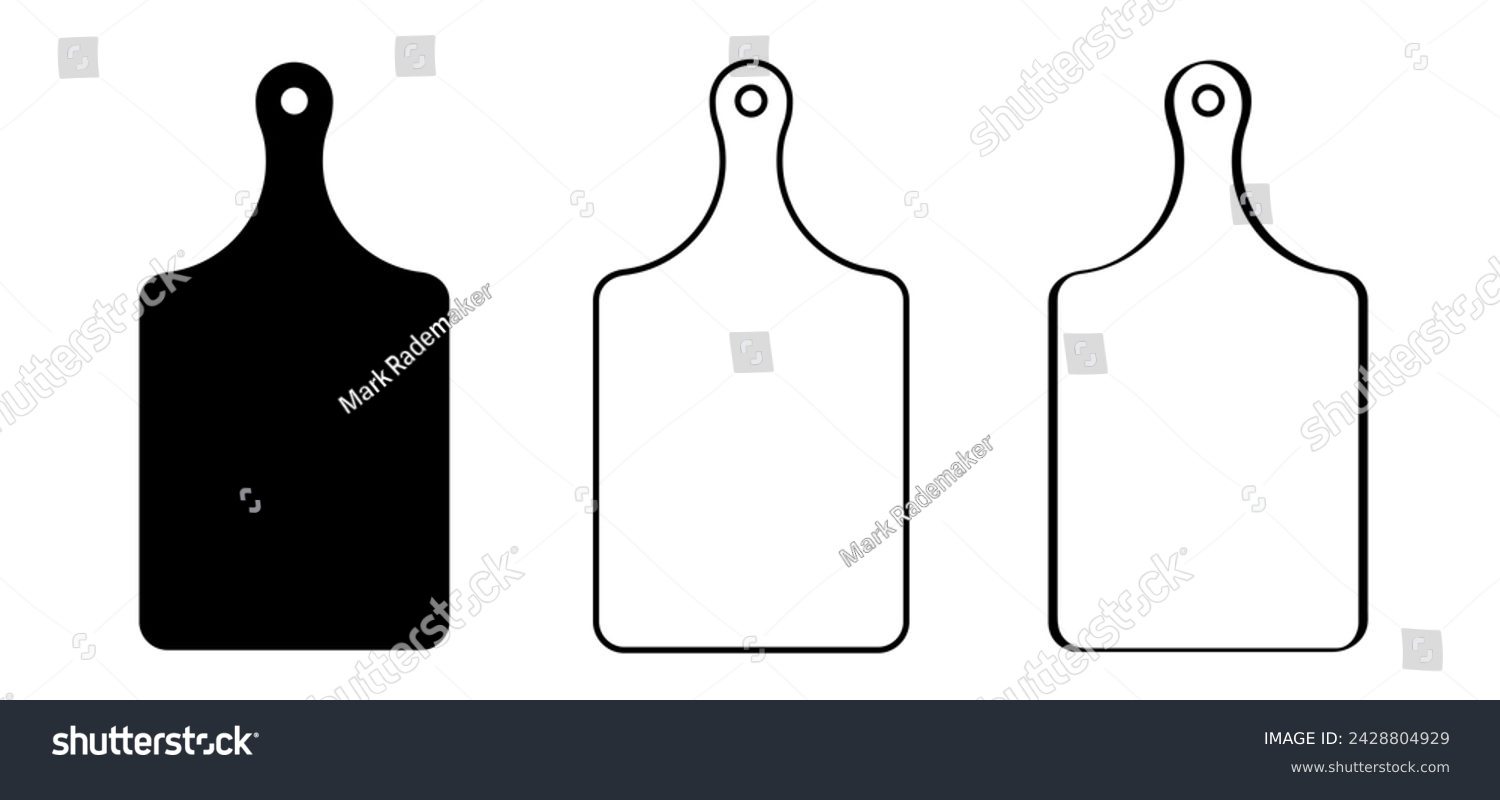SVG of Cartoon cutting board or chopping board with handle. Line pattern. kitchen tools. cooking cutting boards logo or icon. Cute chop board pictogram. For preparing food. svg