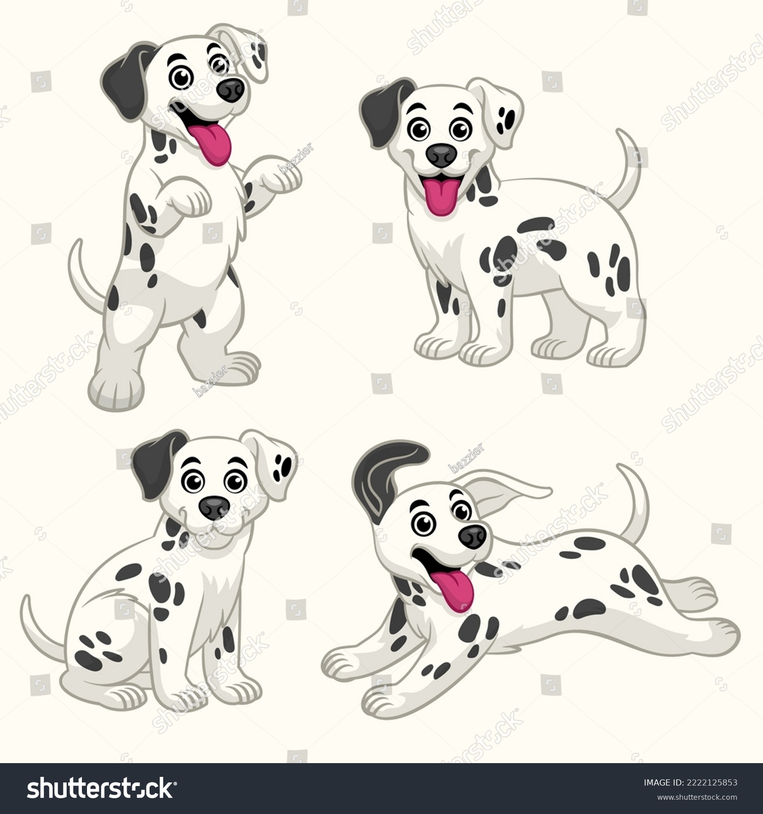 SVG of Cartoon Dalmation Puppy set in various Pose svg