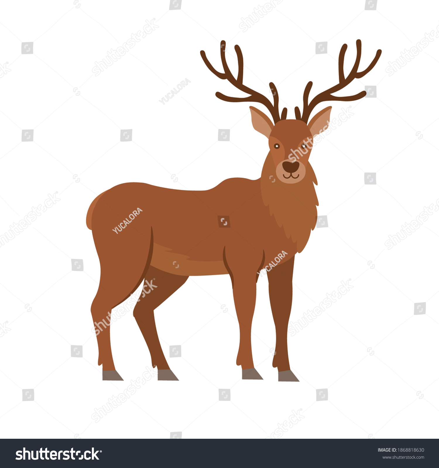 Cartoon Deer On White Background Flat Stock Vector (Royalty Free ...