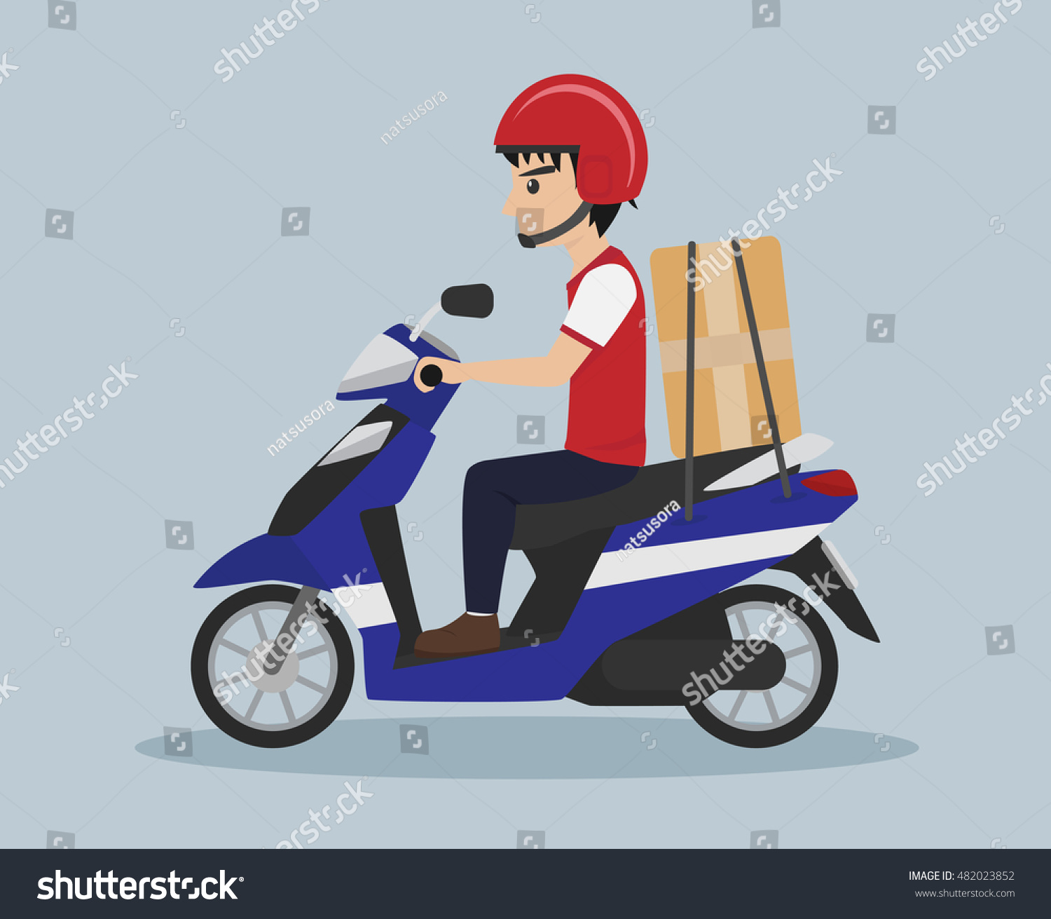 Cartoon Delivery Service Boy Riding Scooter Vector Illustration Cartoon Delivery Service Boy Riding Scooter Vector Illustration