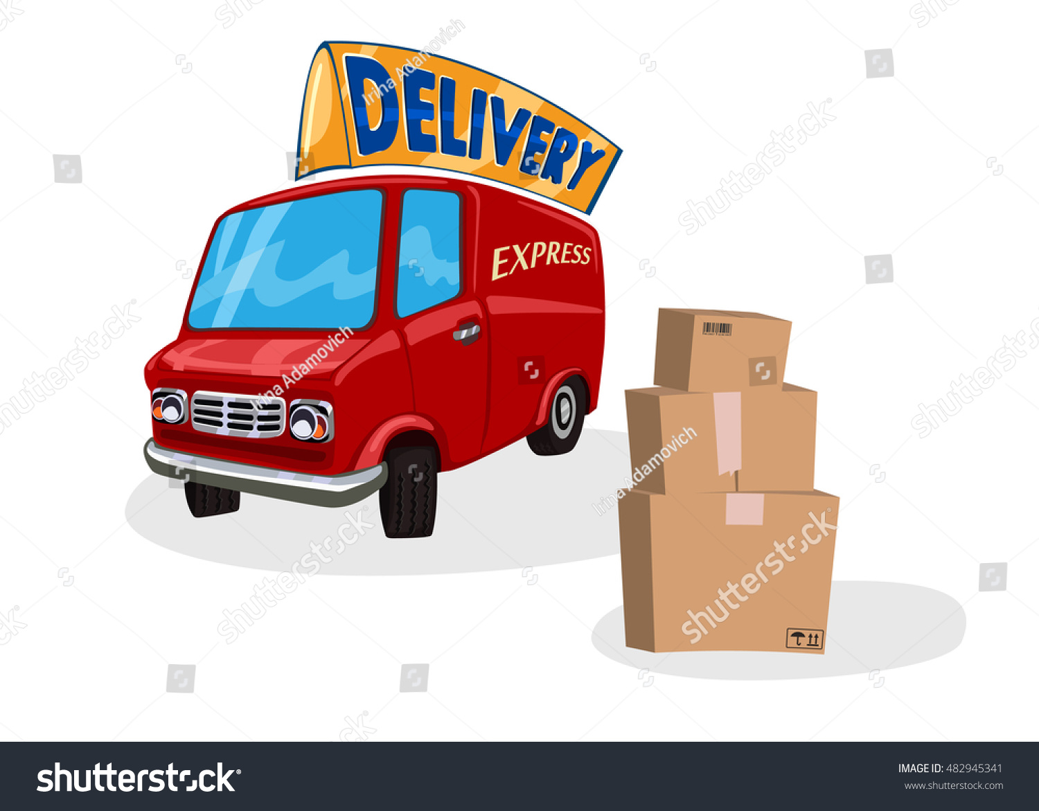 Cartoon Delivery Van Fast Shipping Concept Stock Vector (Royalty Free ...