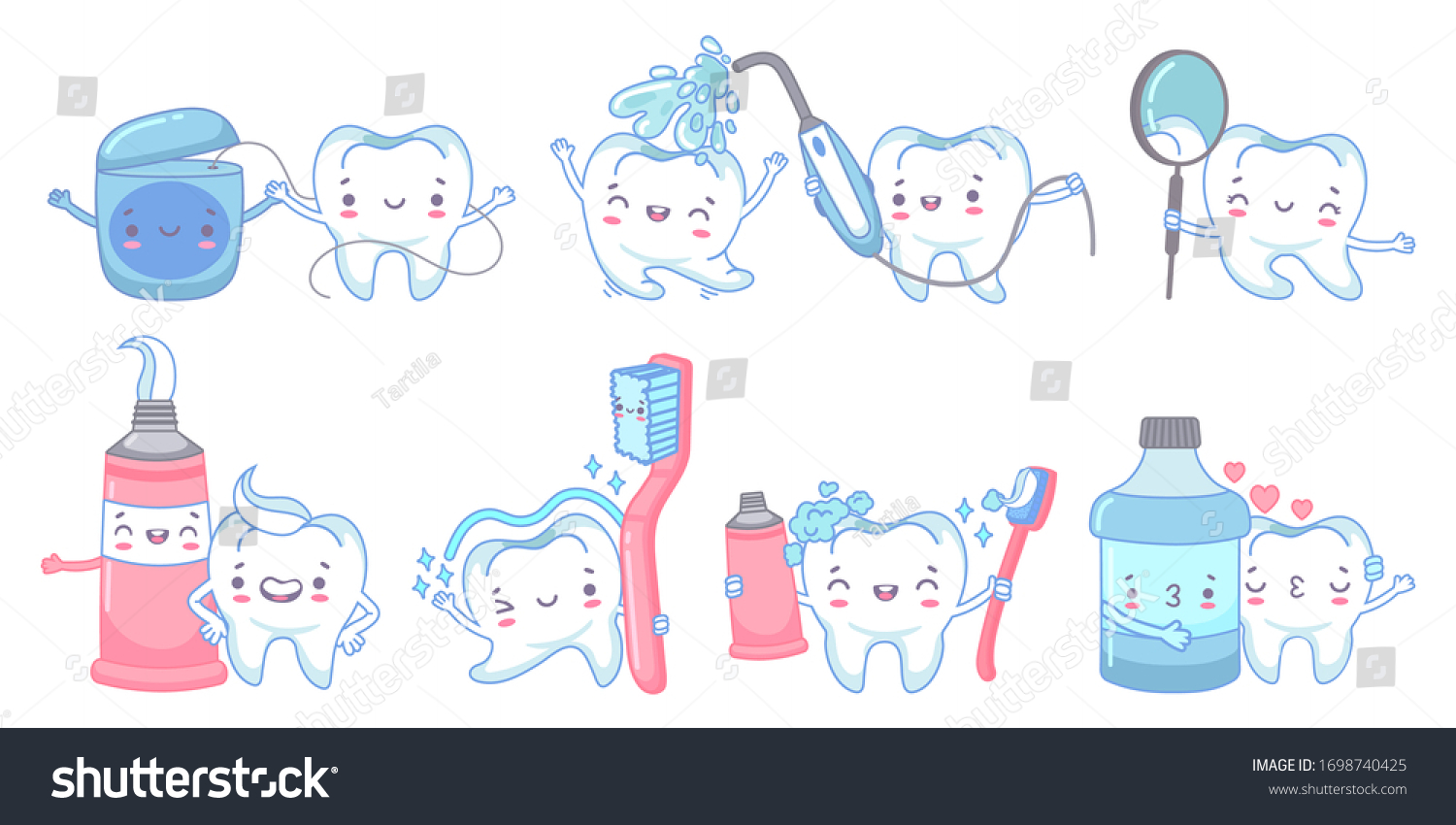 Cartoon Dental Care Teeth Cleaning Toothpaste Stock Vector (Royalty ...