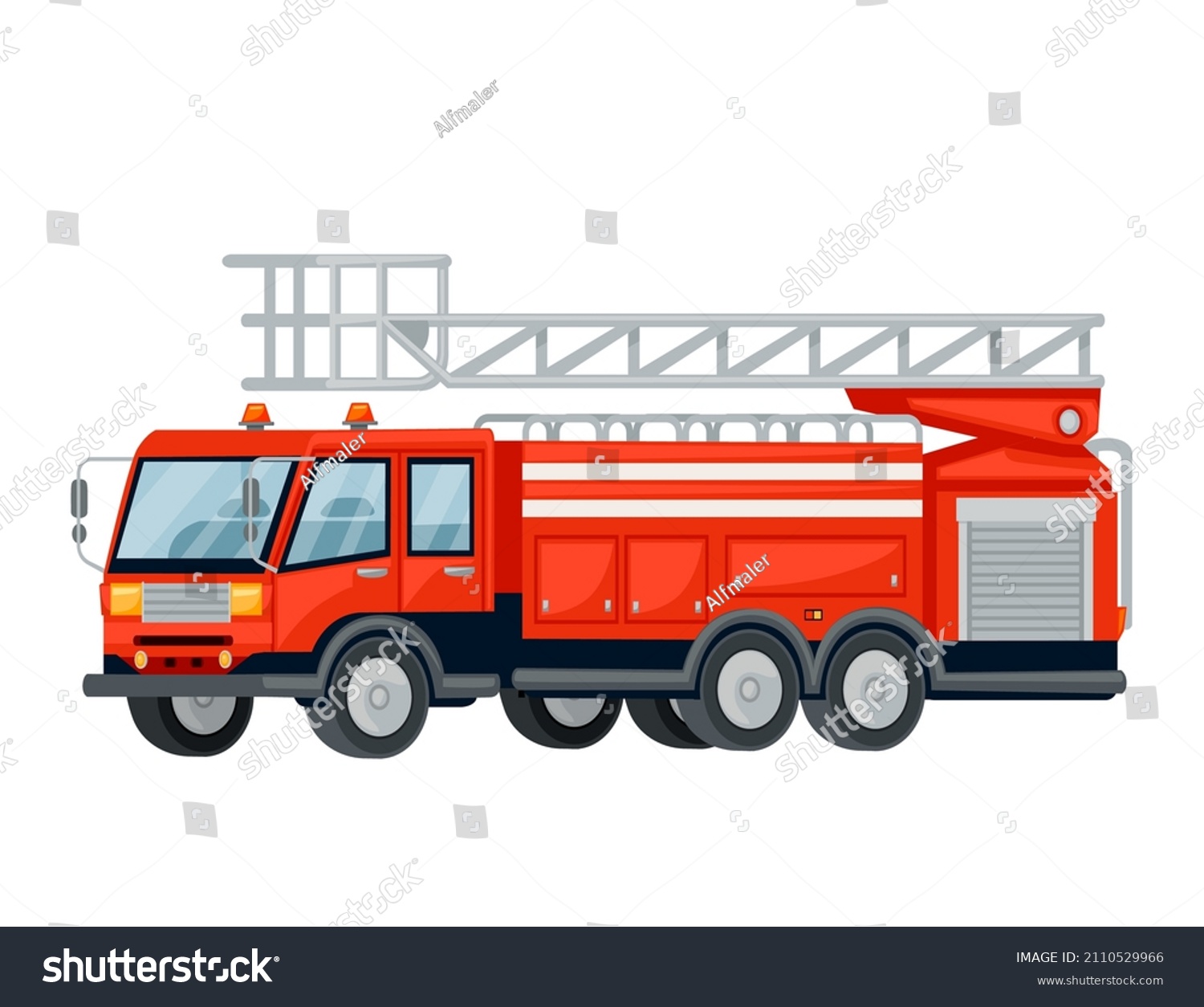 Cartoon Design Fire Truck Cars Set Stock Vector (Royalty Free ...