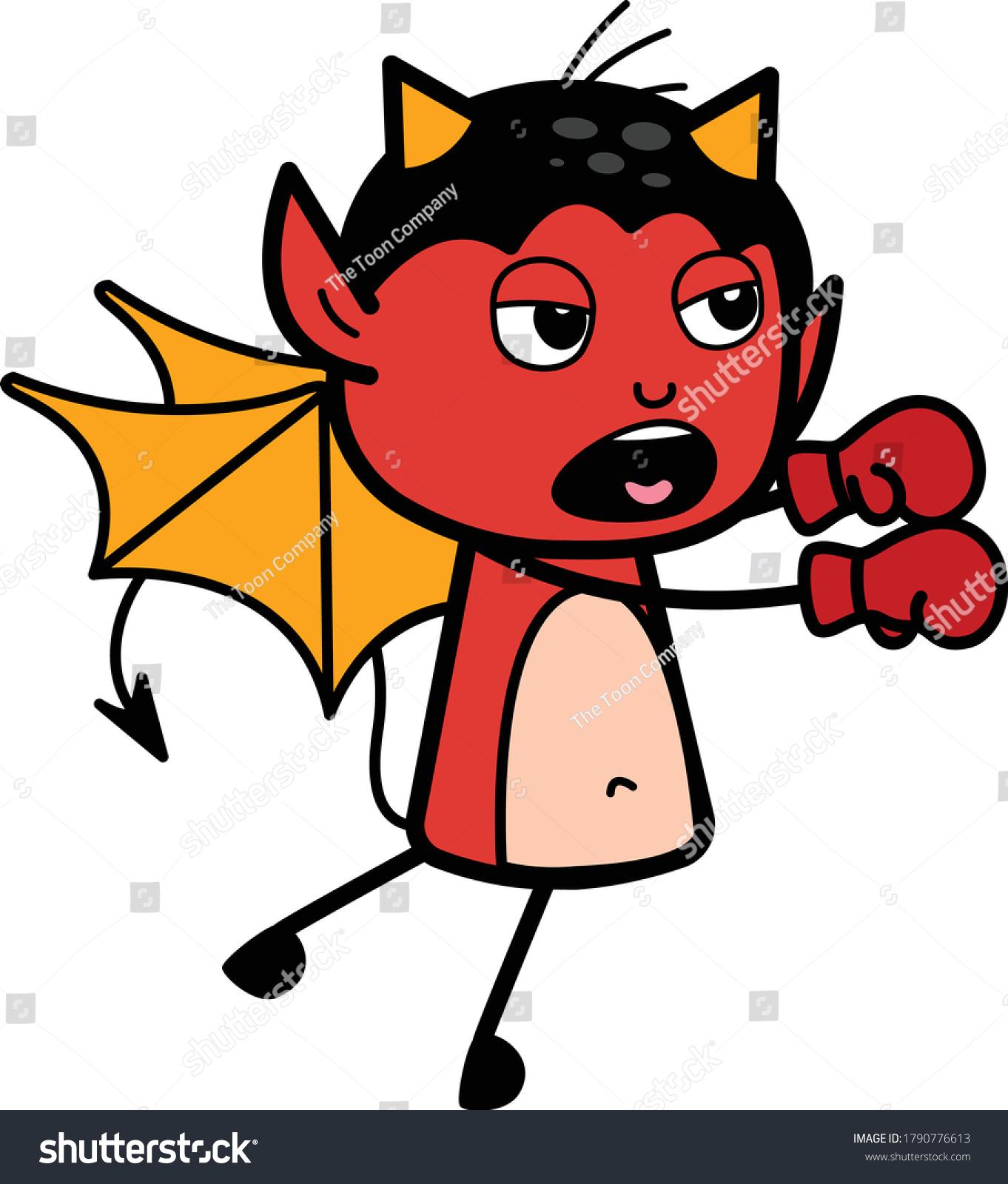 Cartoon Devil Boxing Vector Illustration Design Stock Vector (Royalty ...