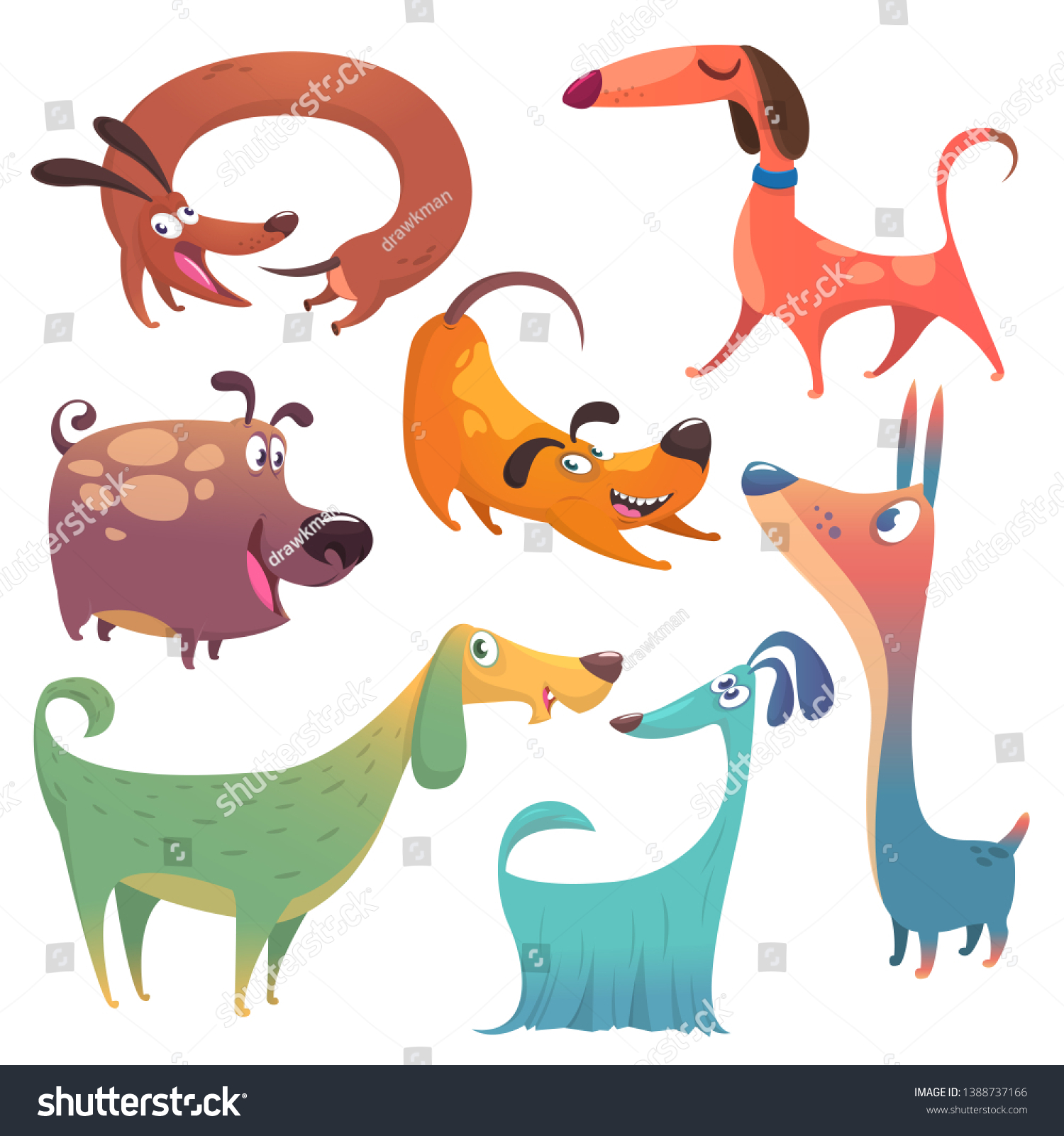 SVG of Cartoon dogs set. Vector illustrations of dogs  isolated svg