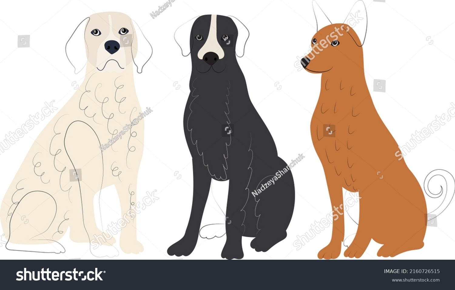 Cartoon Dogs Sitting Doodle Sketch Outline Stock Vector (Royalty Free ...