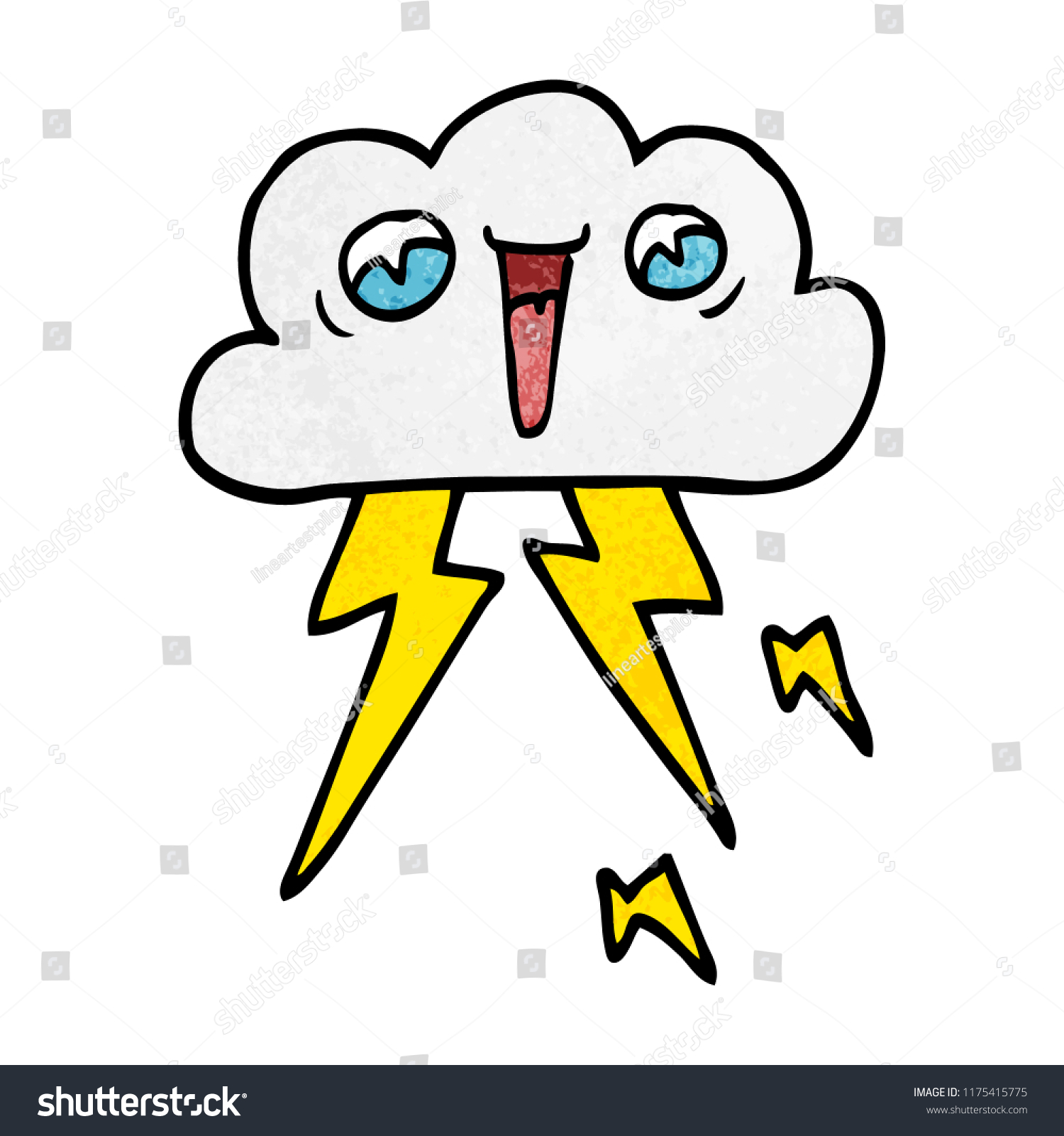 Cartoon Doodle Thunder Cloud Stock Vector (Royalty Free) 1175415775 ...