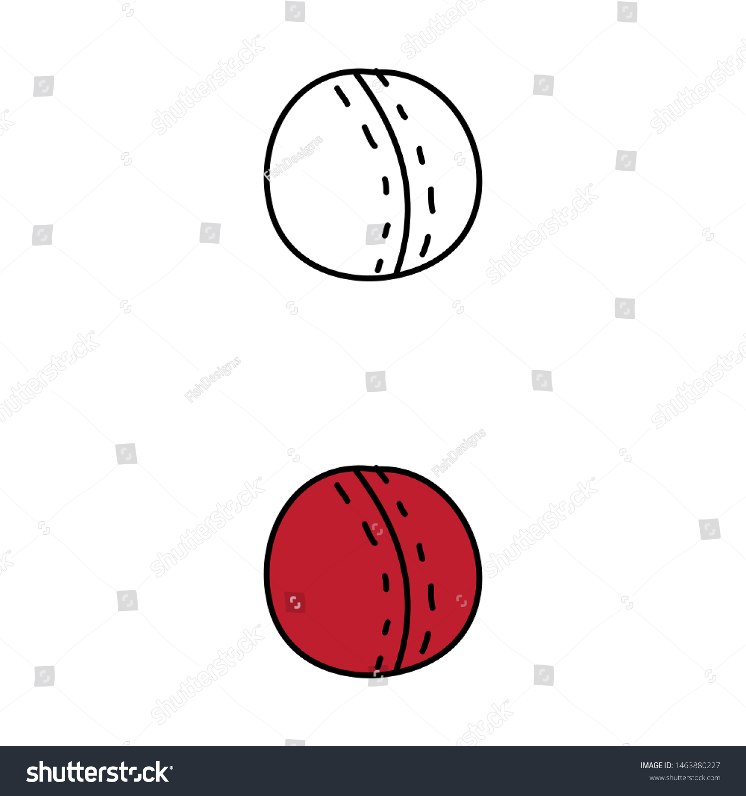 Cartoon Drawing Cricket Ball Stock Vector Royalty Free 1463880227