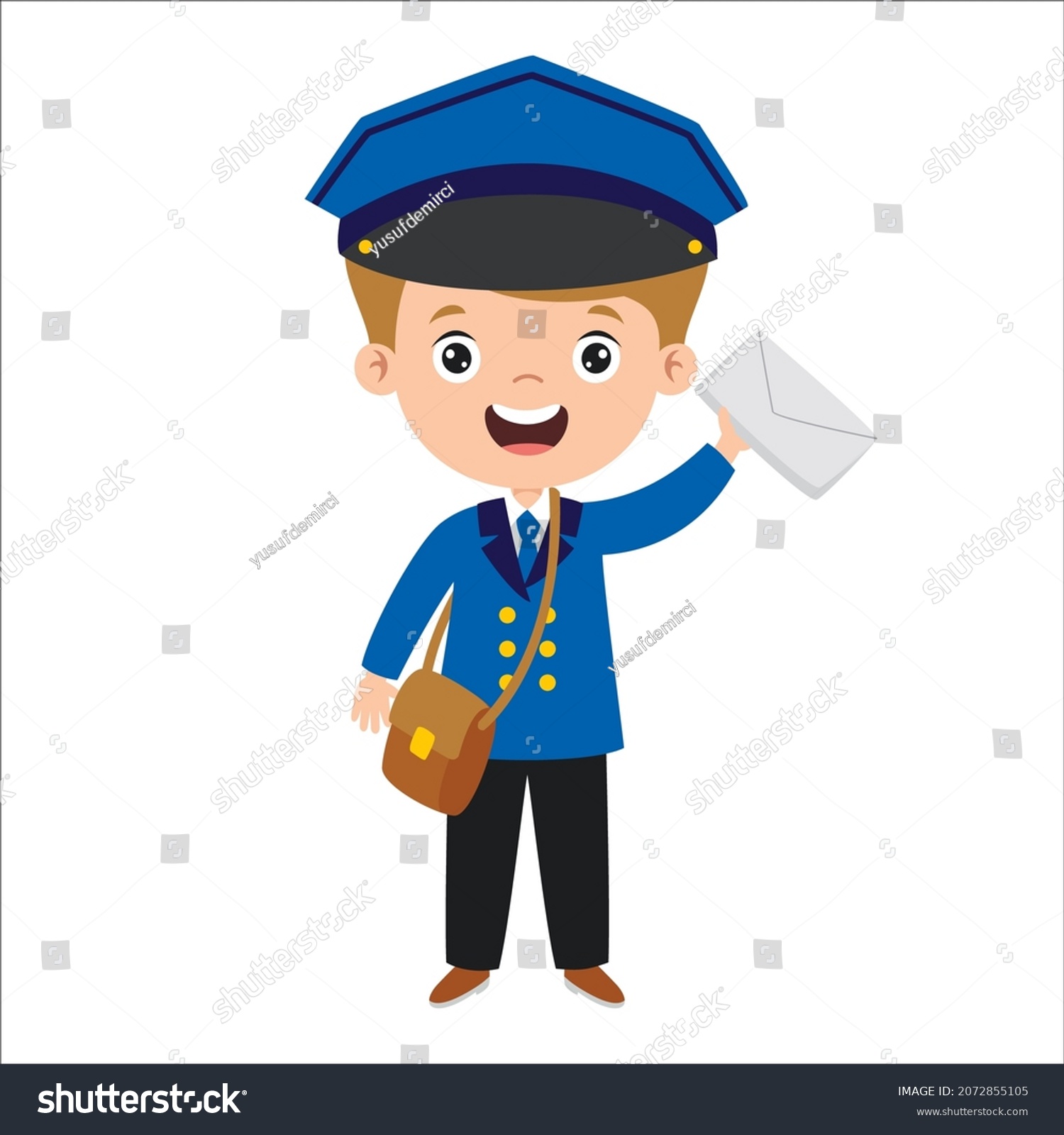 Cartoon Drawing Postman Stock Vector (Royalty Free) 2072855105