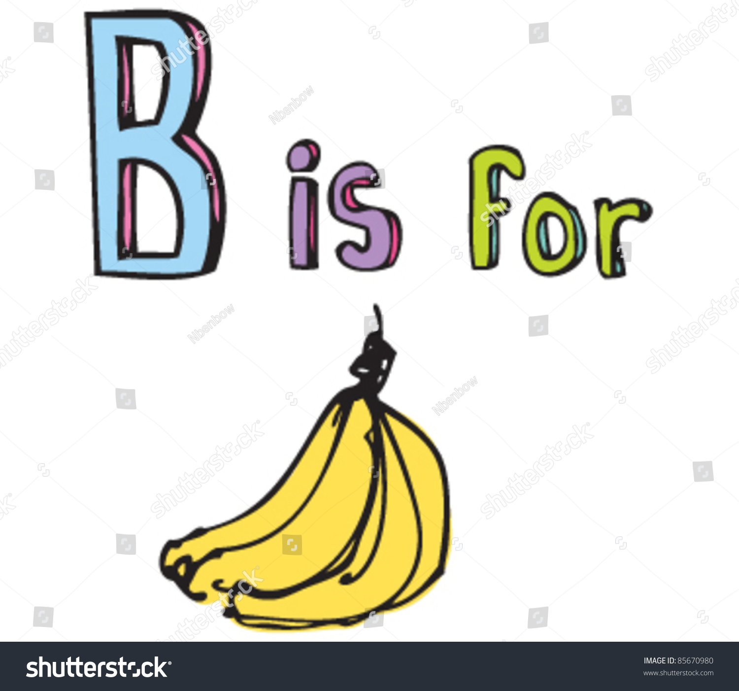 Cartoon Drawing Letter B Bananas Stock Vector (Royalty Free) 85670980 ...