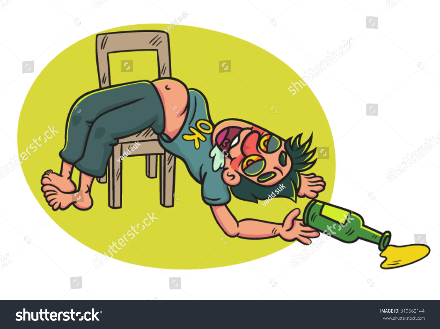 Cartoon Drunk Man Bottle Lying On Stock Vector (Royalty Free) 319562144 ...