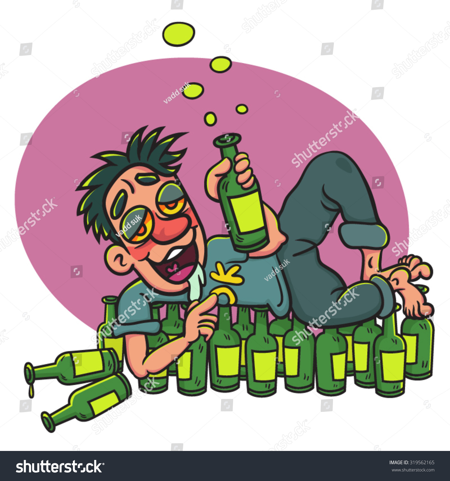 Cartoon Drunk Man Bottle Lying On Stock Vector 319562165 - Shutterstock