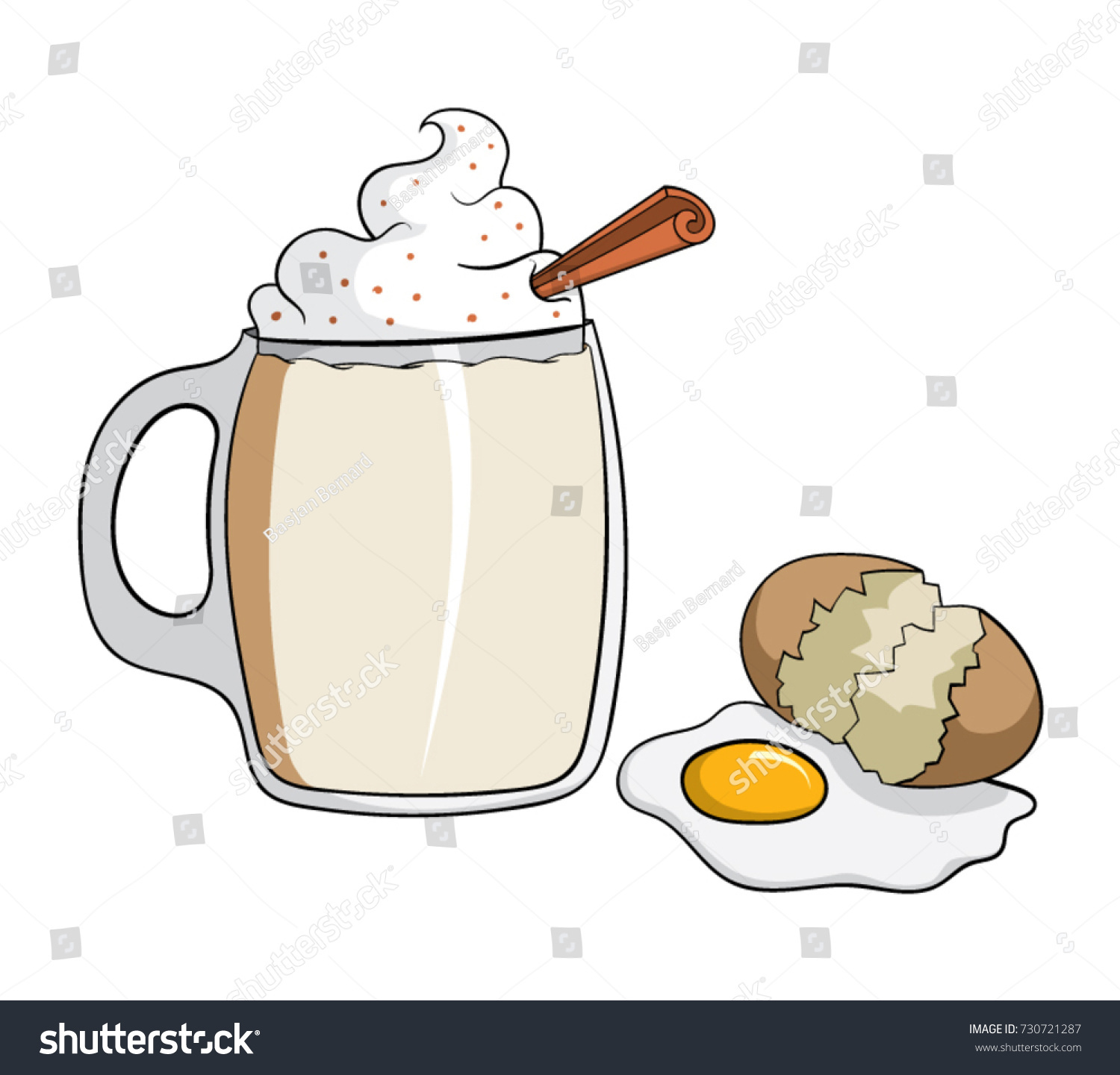 Cartoon Eggnog Egg Stock Vector (Royalty Free) 730721287