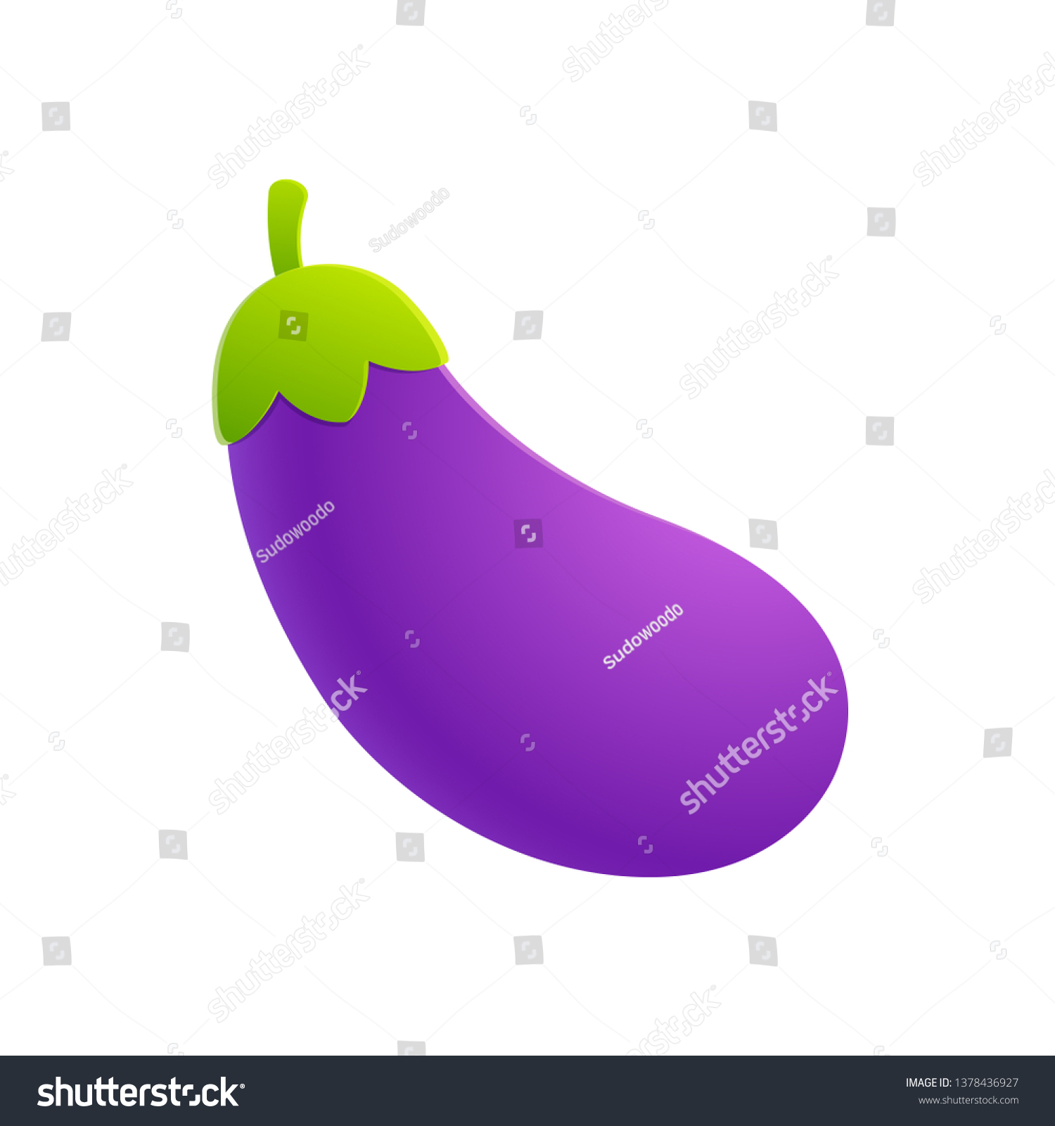 Cartoon Eggplant Emoji Icon Aubergine Symbol Stock Vector Royalty Free 1378436927