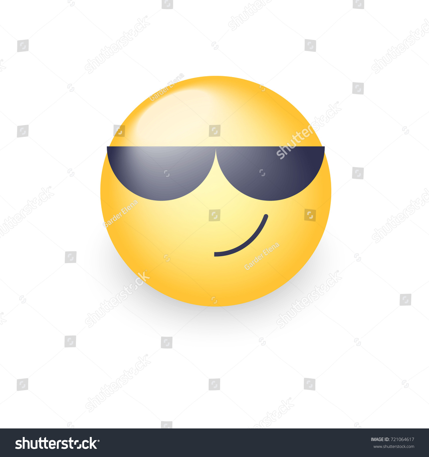 Cartoon Emoticon Wearing Black Sunglasses Happy Stock Vector (Royalty ...