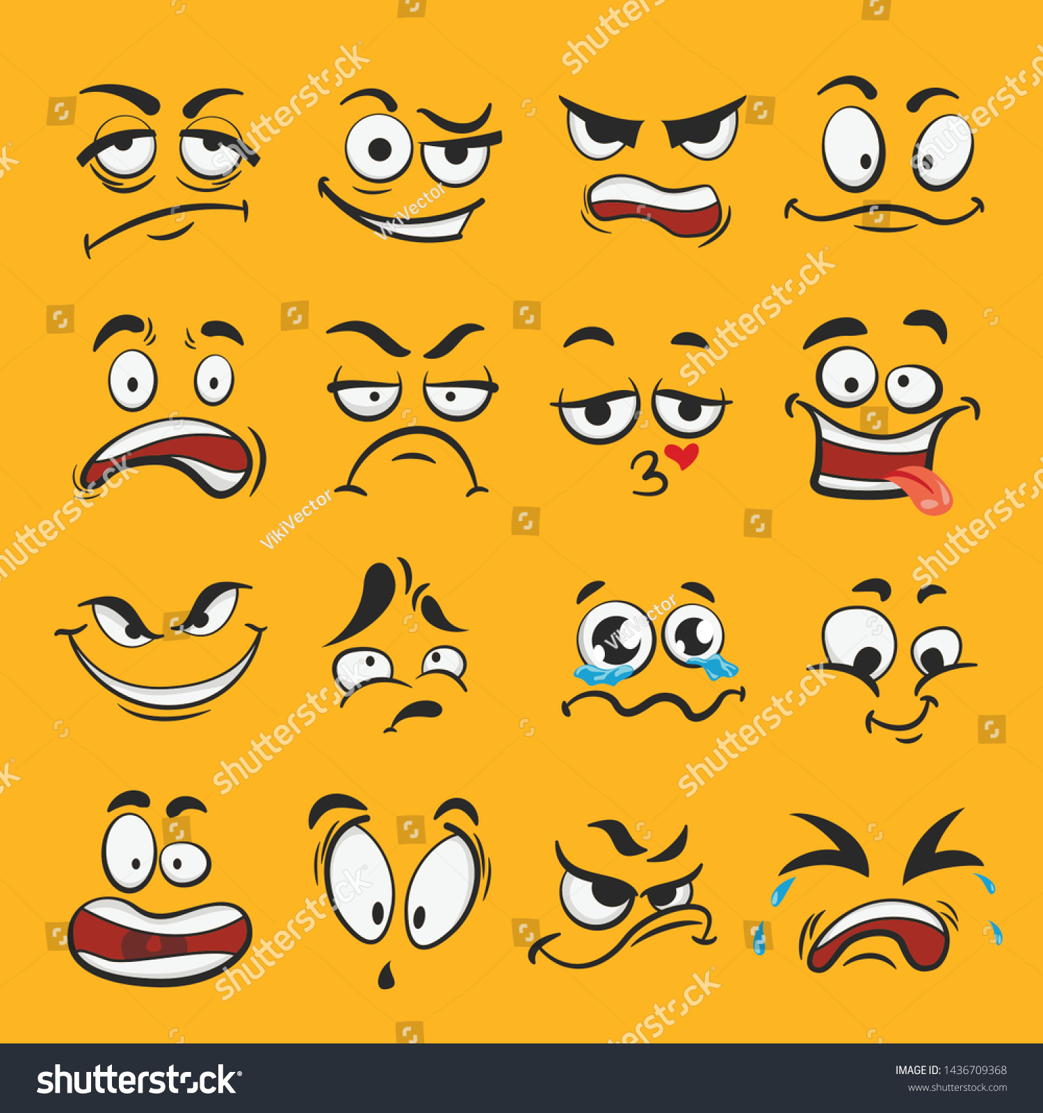 Cartoon Emotion Set Different Cute Face Stock Vector (Royalty Free ...