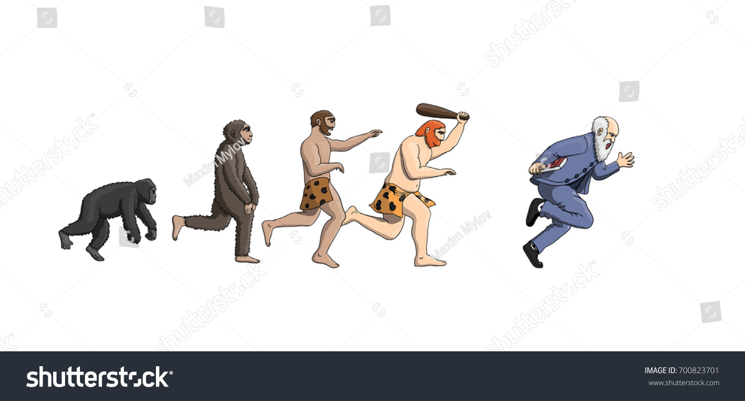 Cartoon Evolution Theory Progression Man Mankind Stock Vector Royalty Free