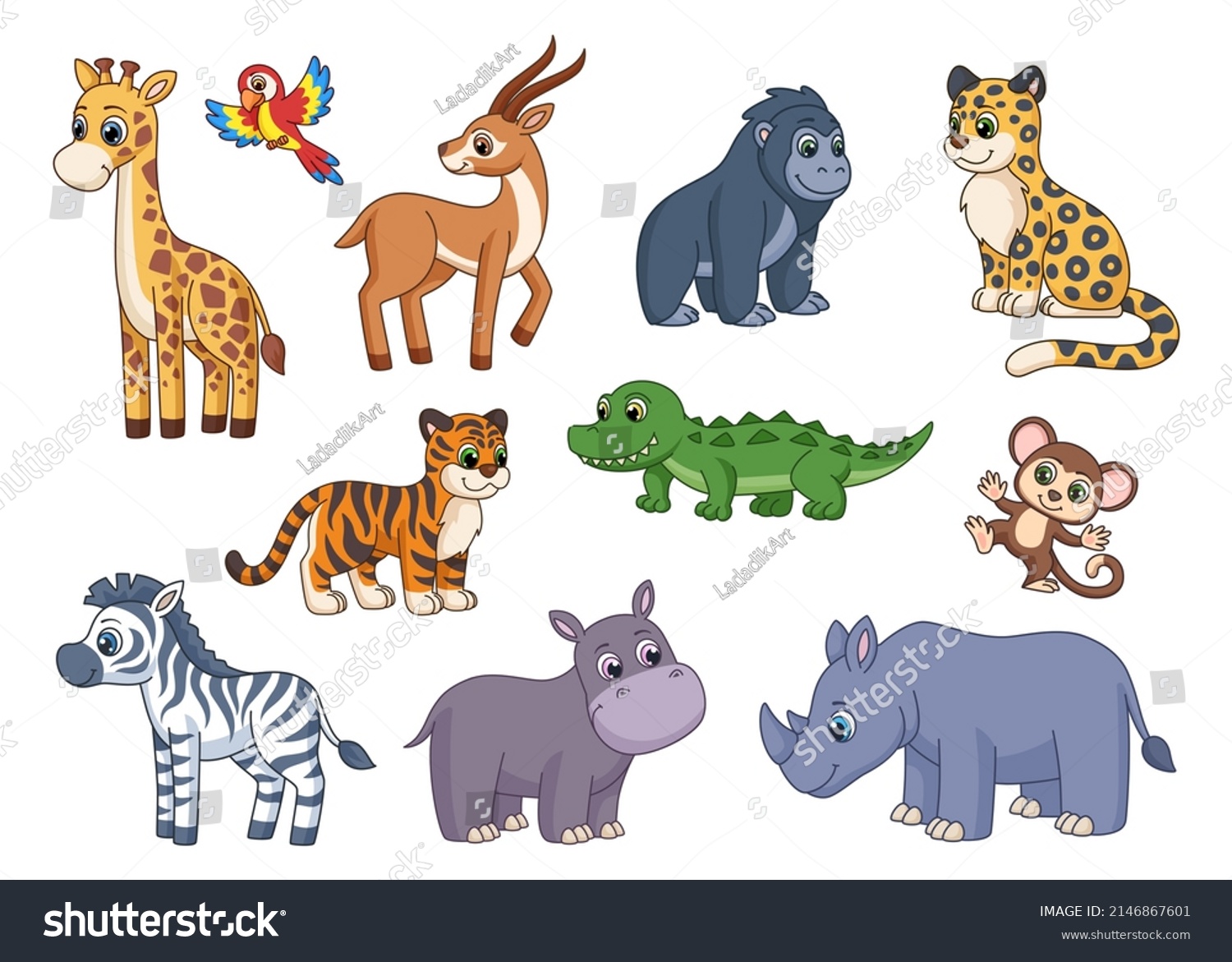 Cartoon Exotic Animal Safari Animals Monkey Stock Vector (Royalty Free ...