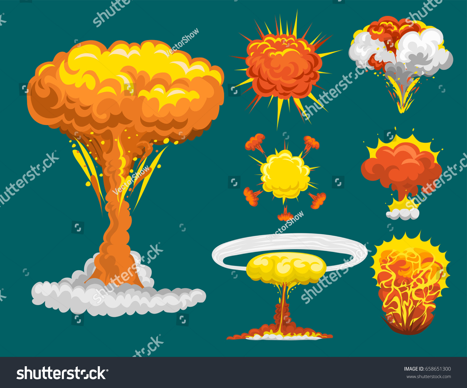 Cartoon Explosion Boom Effect Animation Game Stock Vector (Royalty Free ...