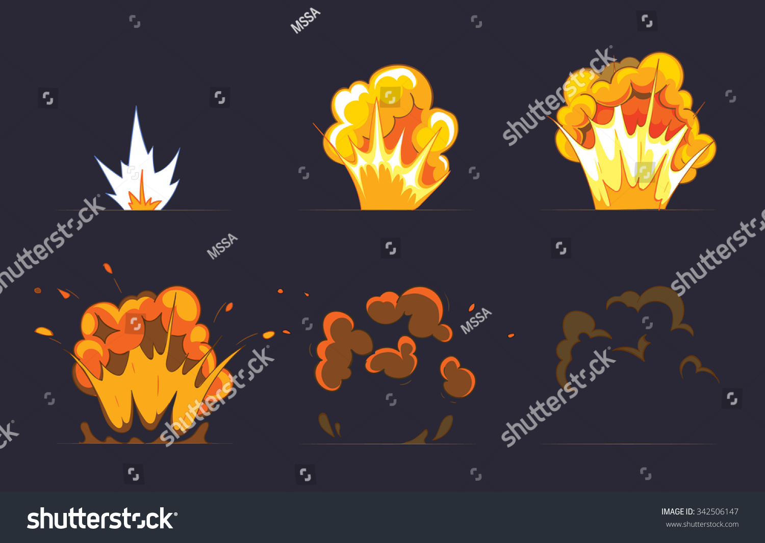 煙を含むカートーンの爆発効果 エフェクトブーム 爆発閃光 爆弾まんが ベクターイラスト ゲームのアニメーションフレーム のベクター画像素材 ロイヤリティフリー