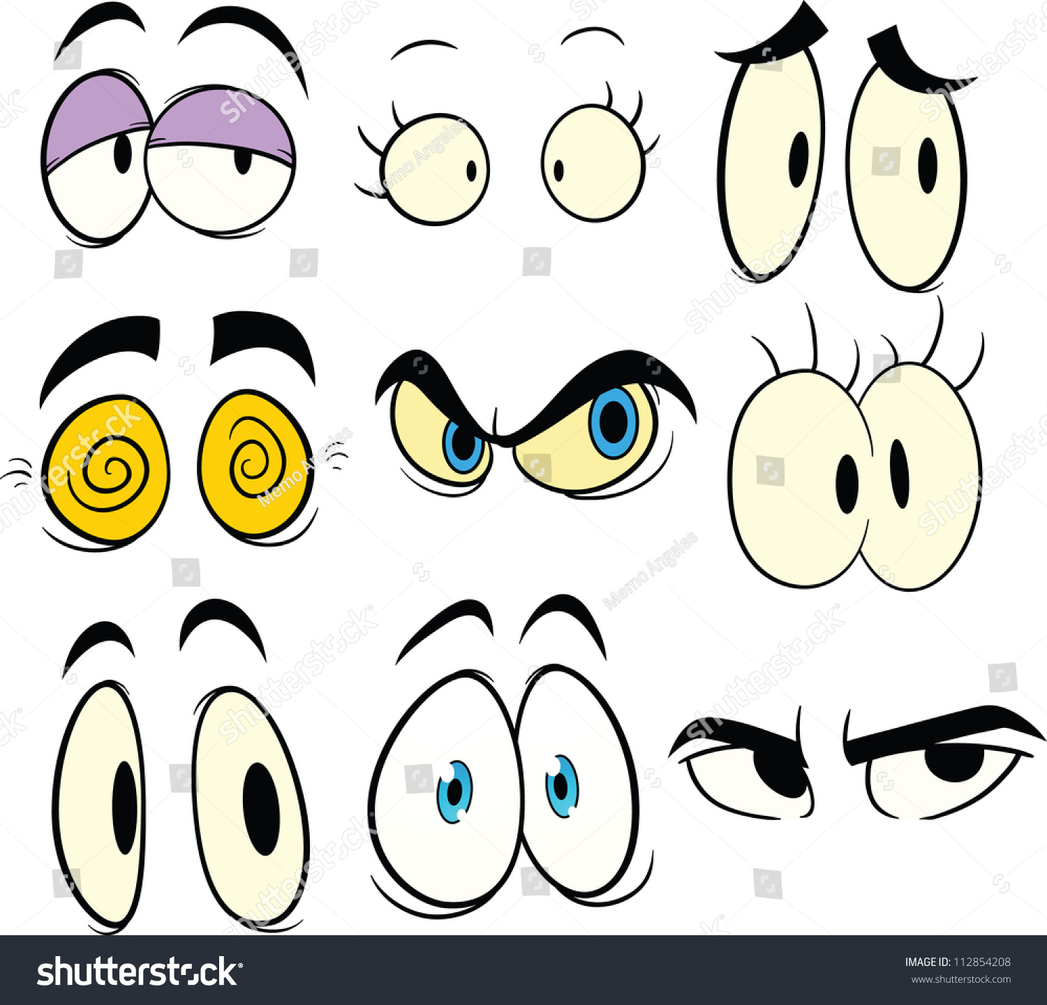 Cartoon Eyes Vector Illustration Simple Gradients Stock Vector