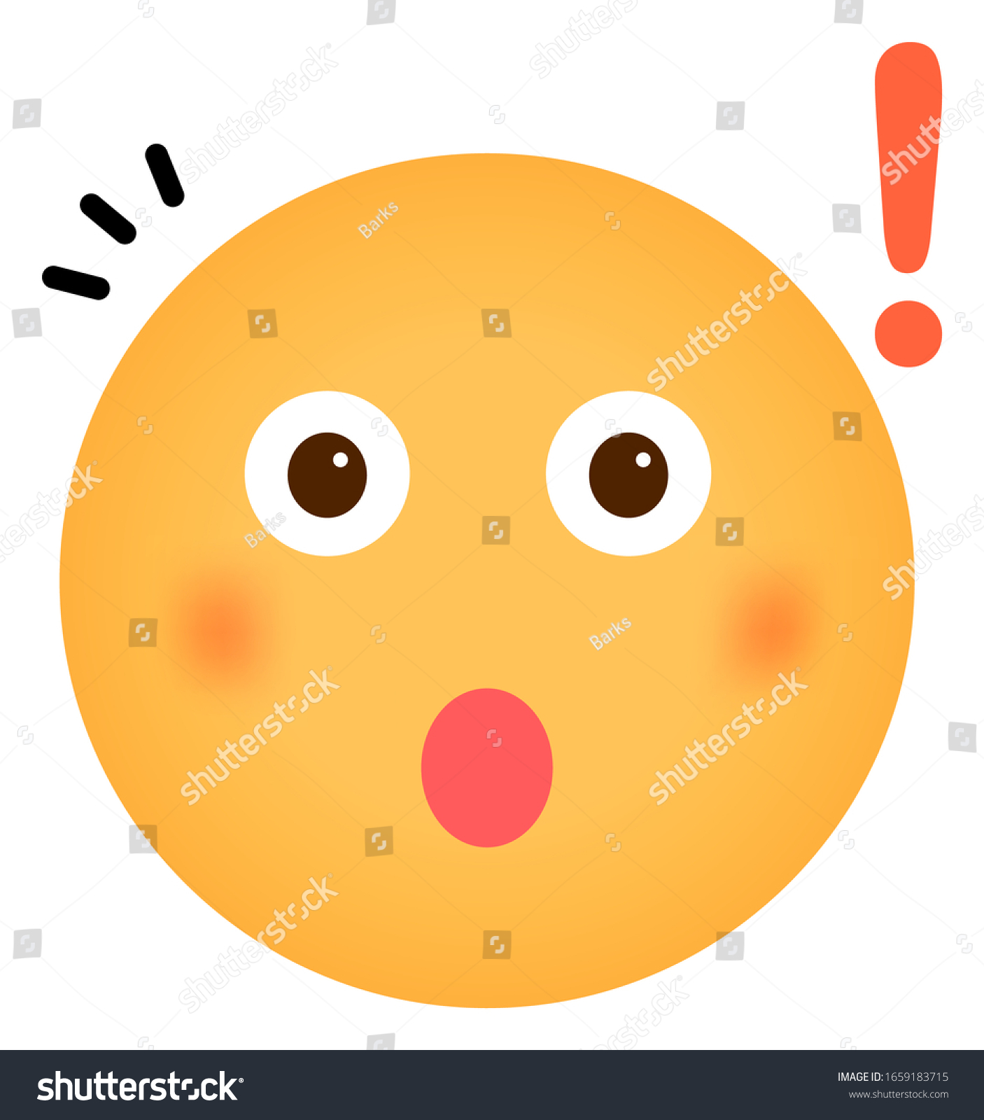 Cartoon Face Emoticon Vector Illustration Surprised เวกเตอร์สต็อก ปลอดค่าลิขสิทธิ์ 1659183715 