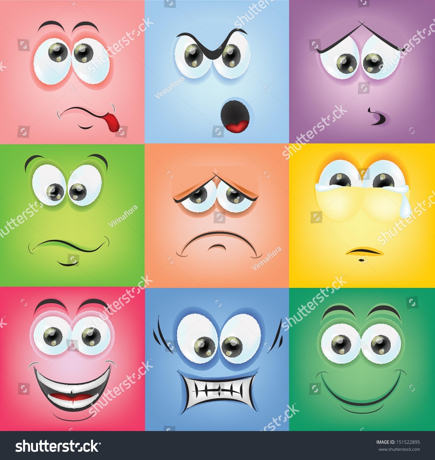 Cartoon Faces With Emotions Stock Vector 151522895 : Shutterstock