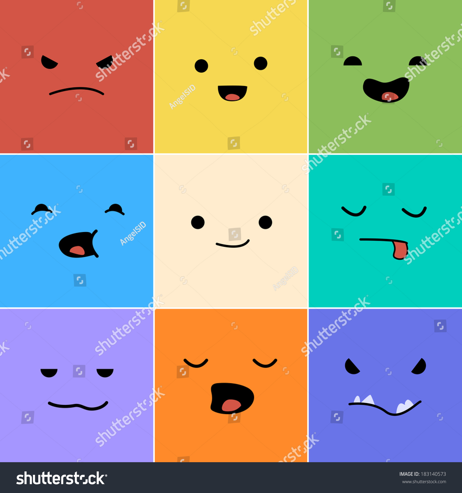 Cartoon Faces Emotions V1 Stock Vector (Royalty Free) 183140573 ...