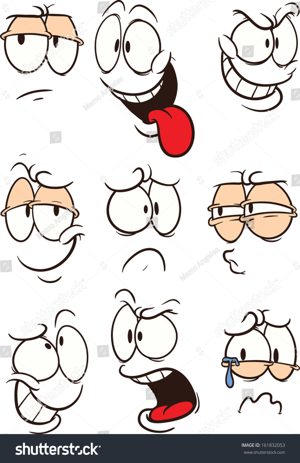 Cartoon Faces Expressions Clip Art Vector Stock Vector 161832053 ...