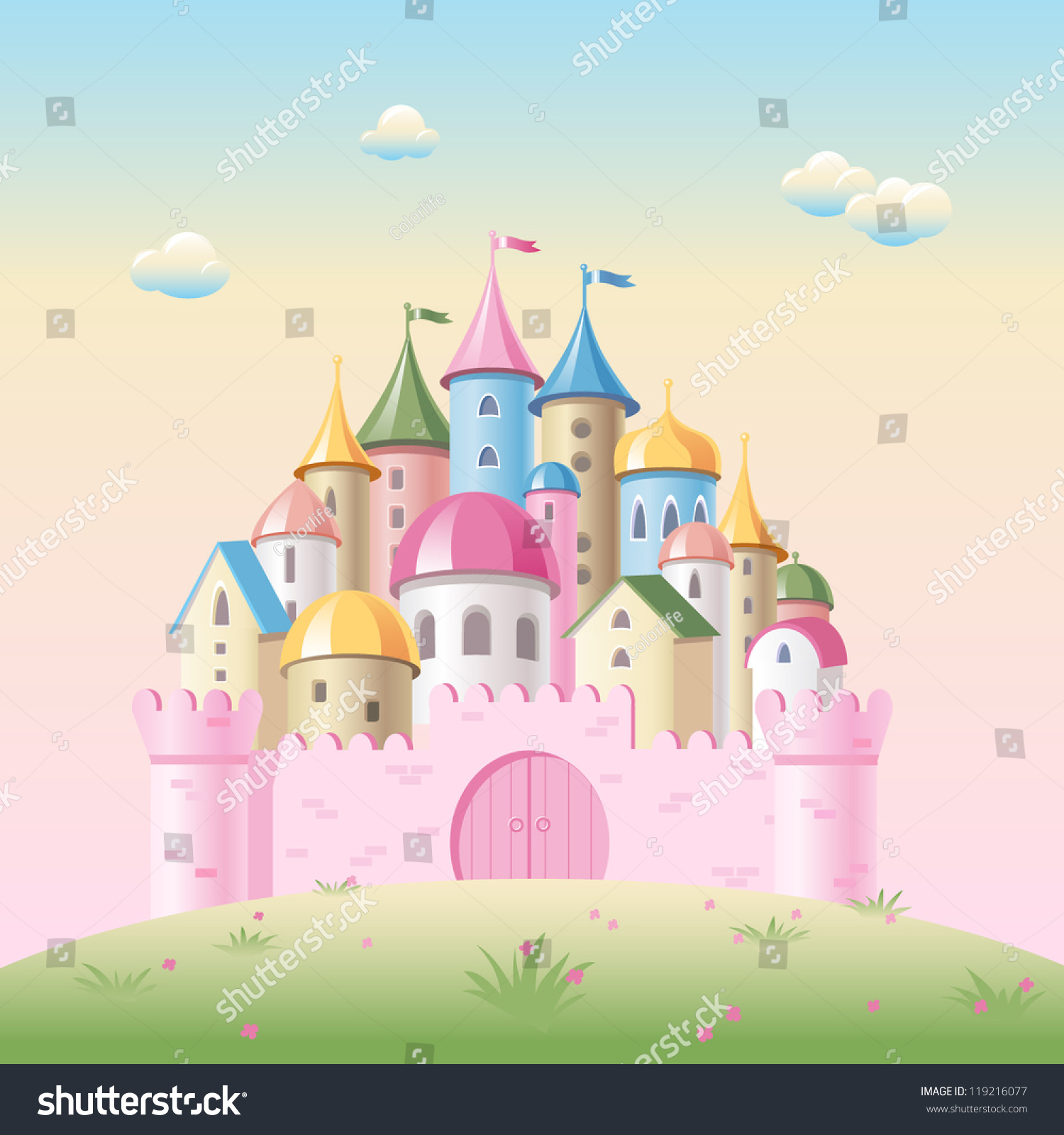 Cartoon Fairy Tale Castle Stock Vector 119216077 : Shutterstock