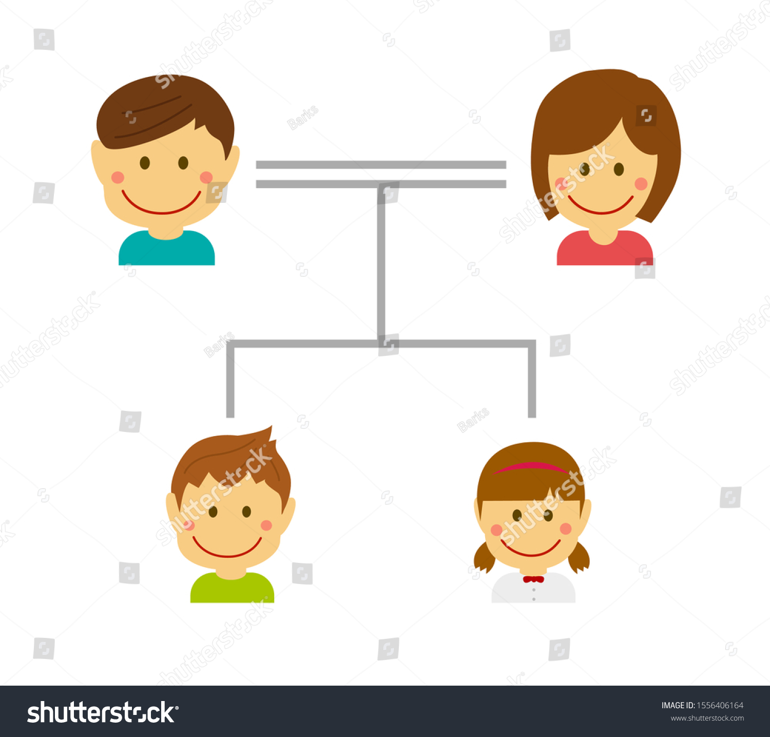 Cartoon Family Tree Vector Illustration Asian Stock Vector Royalty Free