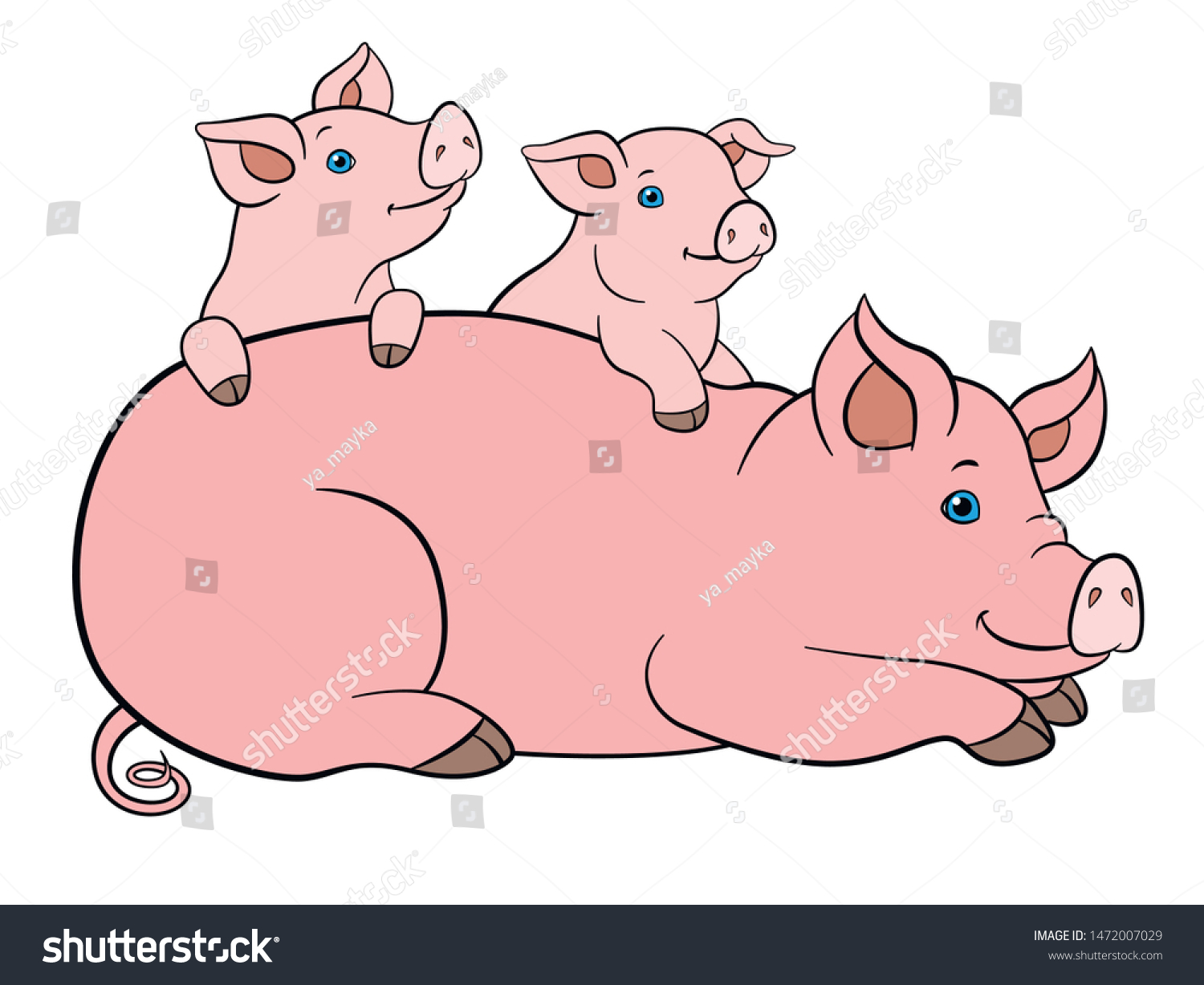 Cartoon Farm Animals Mother Pig Lays Stock Vector (Royalty Free ...