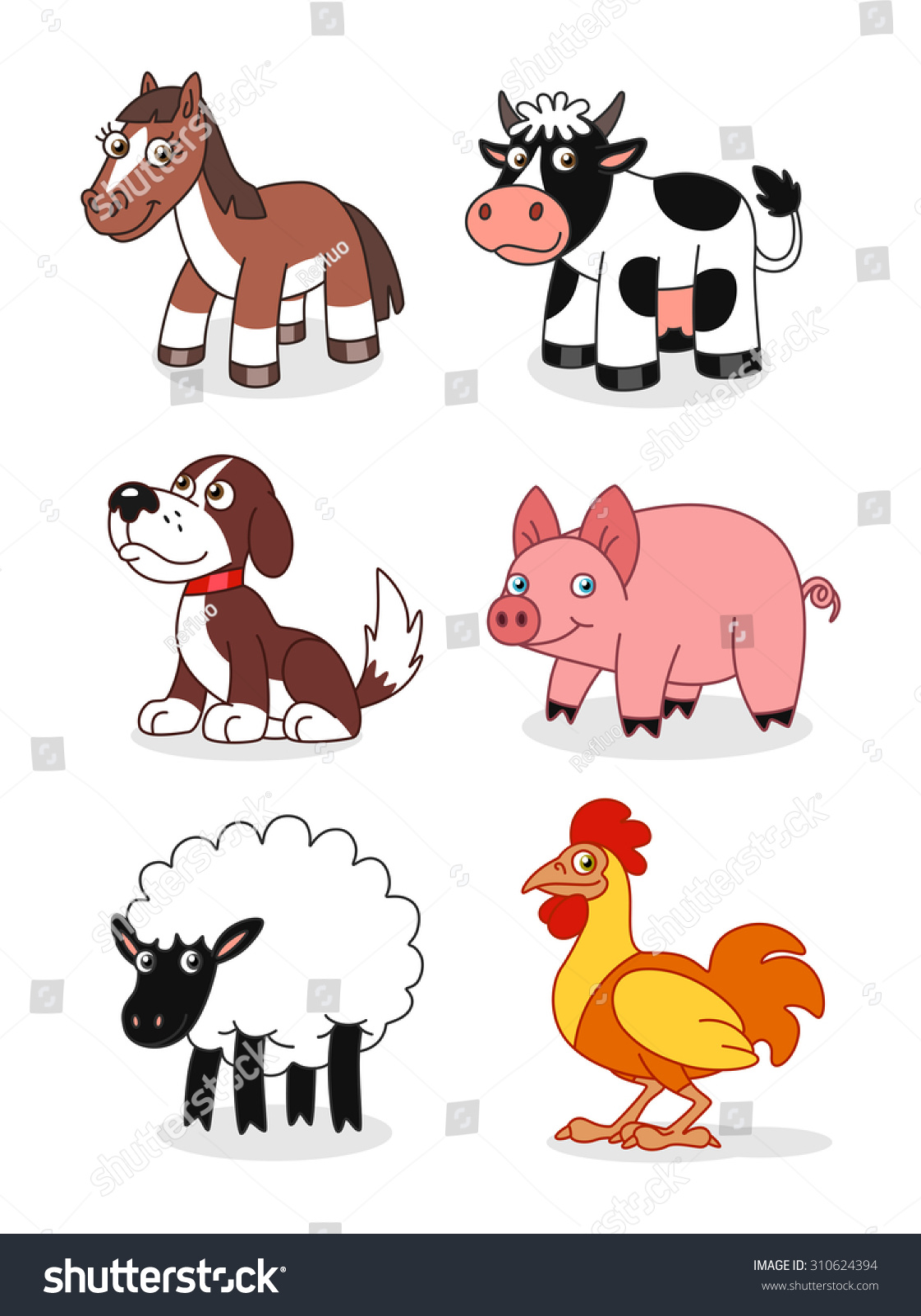 Cartoon Farm Animals Drawing