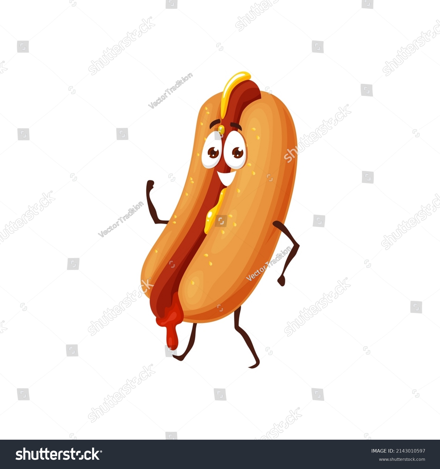 Cartoon Fast Food Hotdog Character Vector Stock Vector (Royalty Free ...