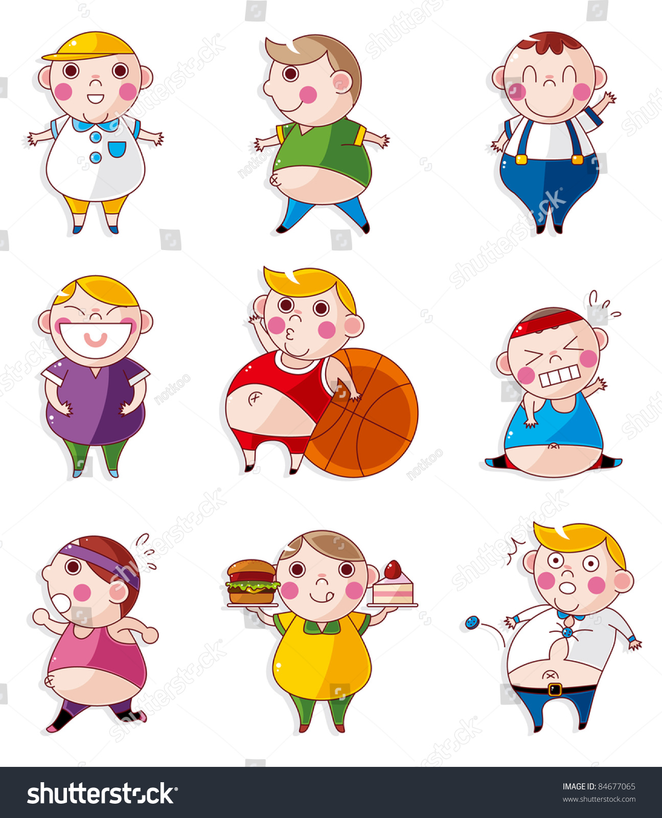 Cartoon Fat People Icons Stock Vector Illustration 84677065 : Shutterstock