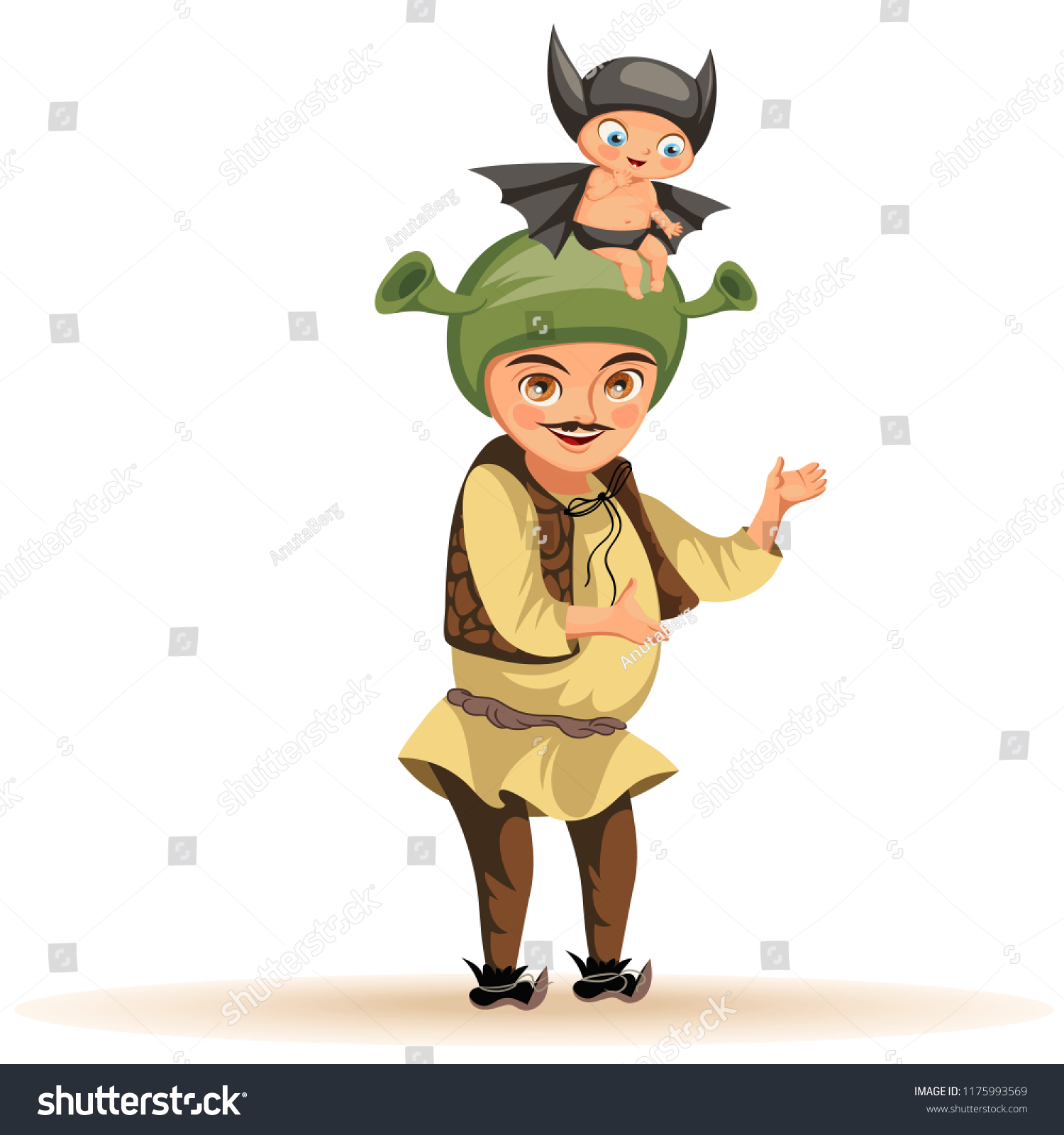 SVG of Cartoon father and son in Halloween suits poster svg