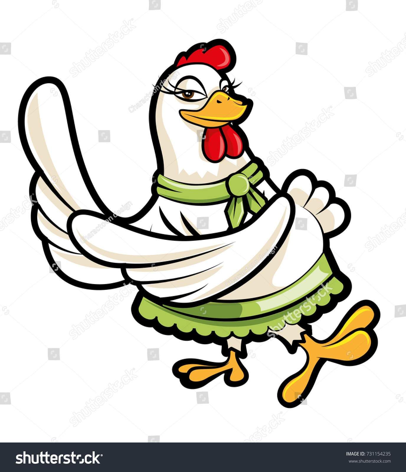 Cartoon Female Chicken Hen Character Dancing 库存矢量图 免版税