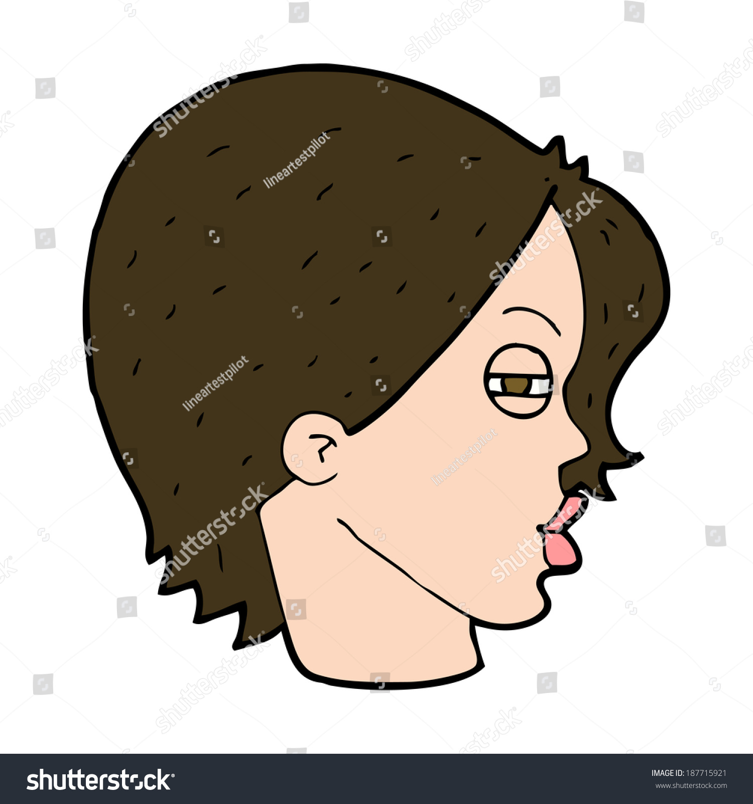 Cartoon Female Face Narrowed Eyes Stock Vector Royalty Free 187715921