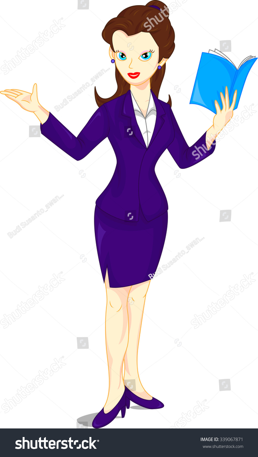 Cartoon Female Teacher Standing Stock Vector 339067871 : Shutterstock