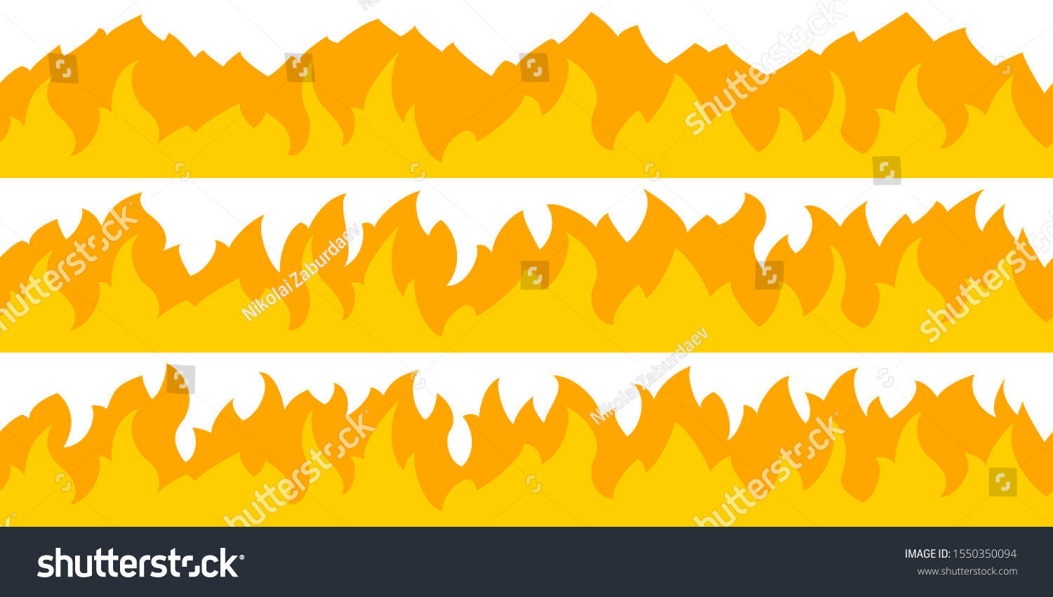 Cartoon Fire Flame Frame Borders Seamless Stock Vector (Royalty Free ...