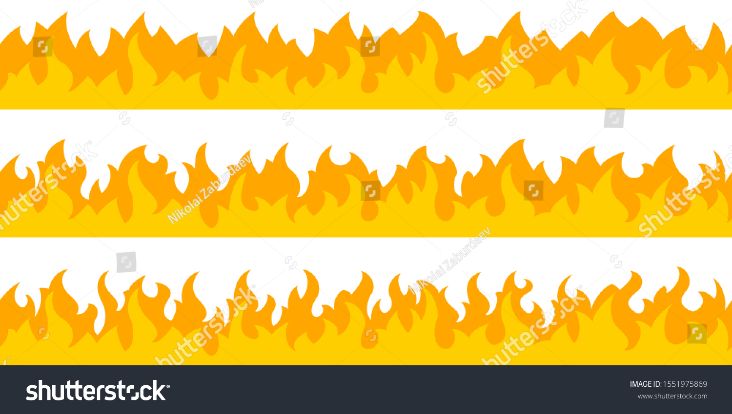 Cartoon Fire Flame Frame Borders Seamless Stock Vector (Royalty Free ...