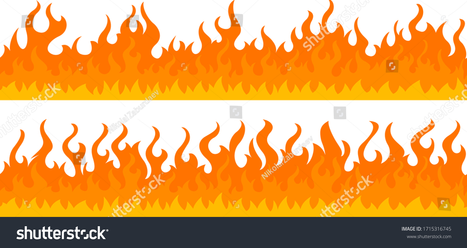 Cartoon Fire Flame Frame Borders Seamless Stock Vector (royalty Free 