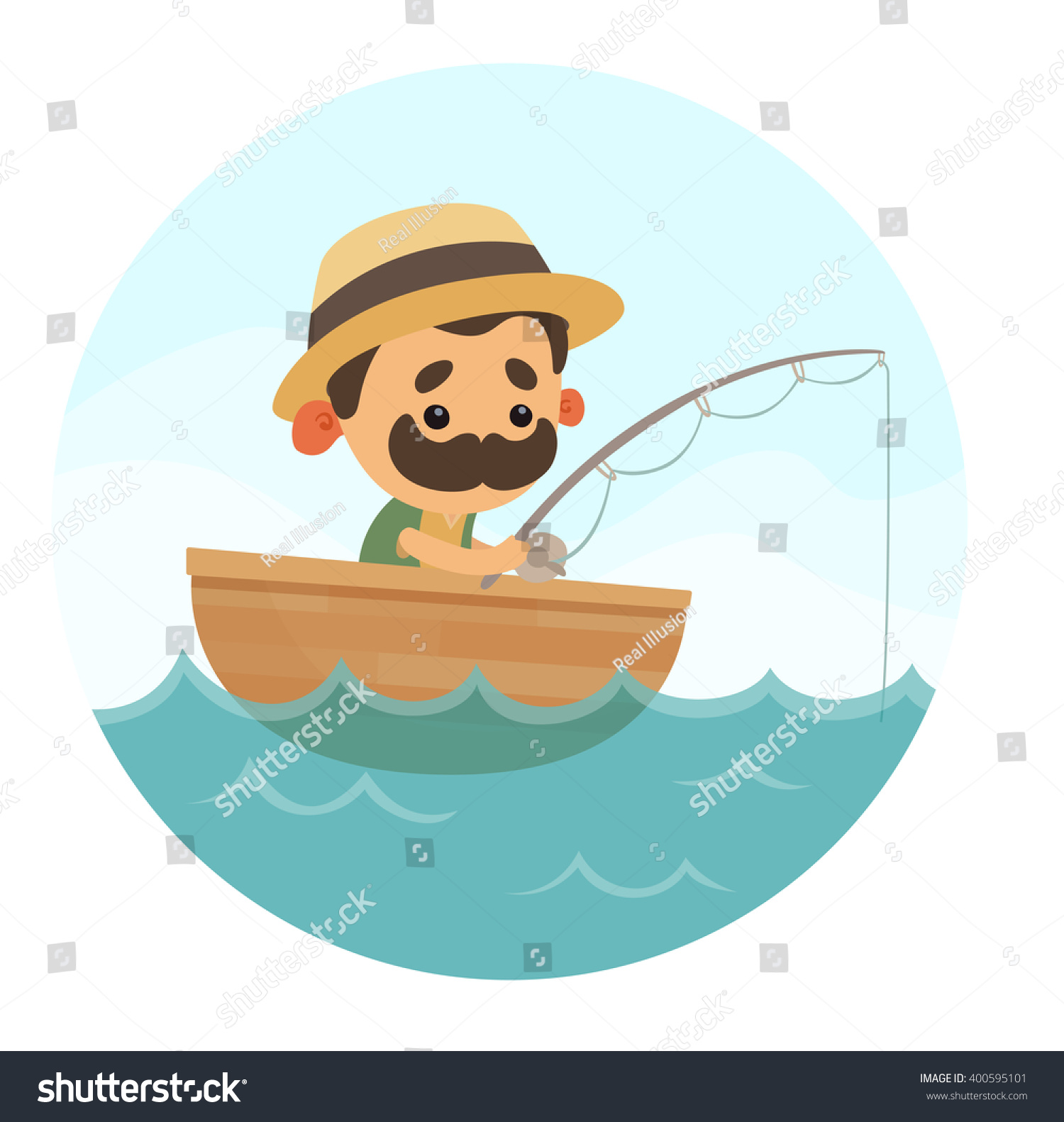 Cartoon Fisherman Stock Vector 400595101 - Shutterstock