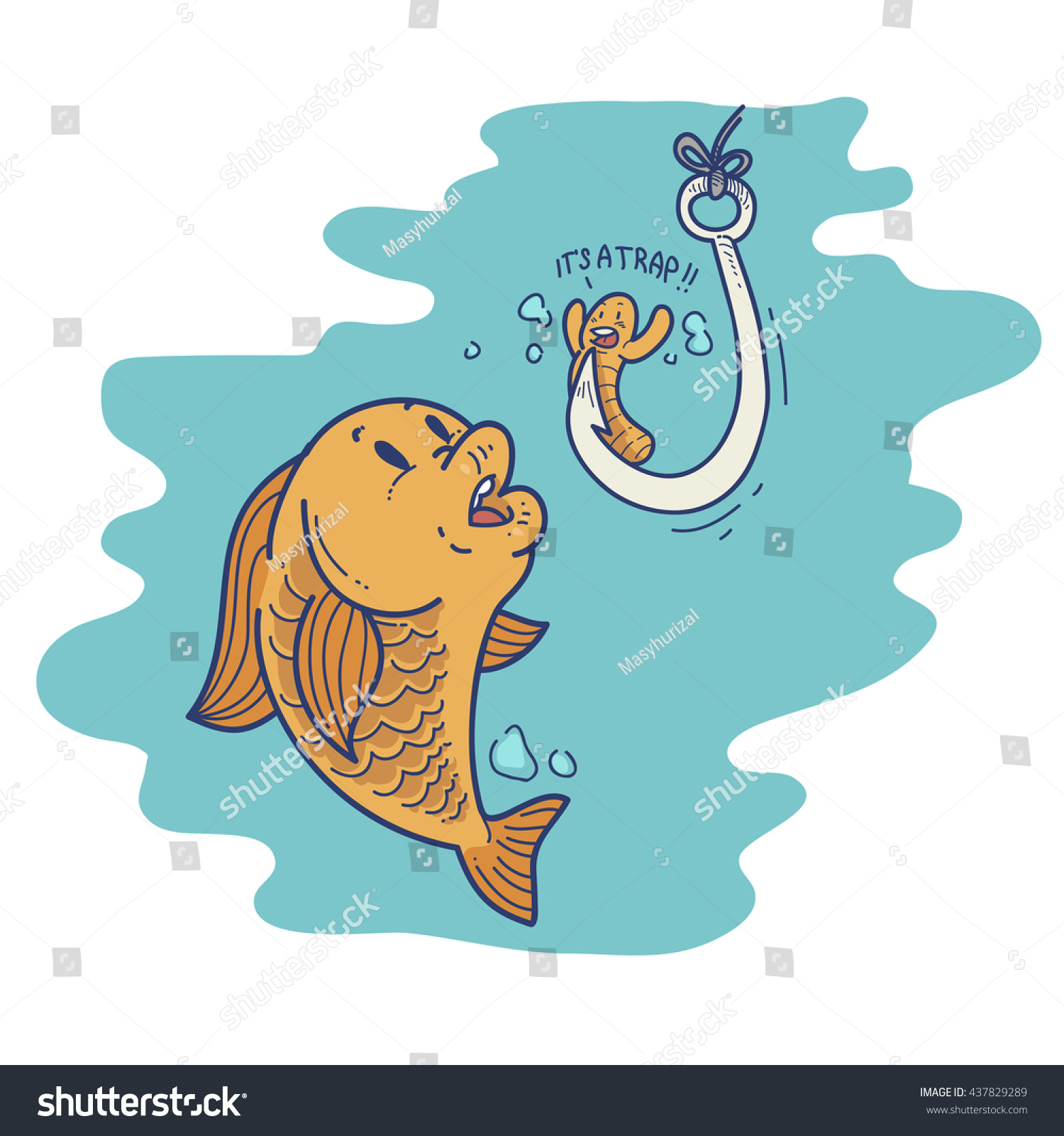 Download Cartoon Fishing Bait Stock Vector 437829289 - Shutterstock