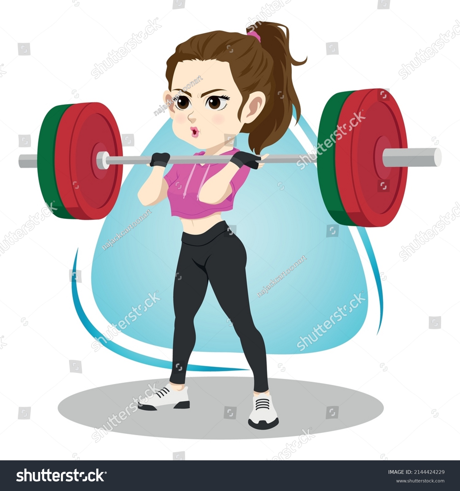 Cartoon Fitness Girl Front Squat On Stock Vector (royalty Free 