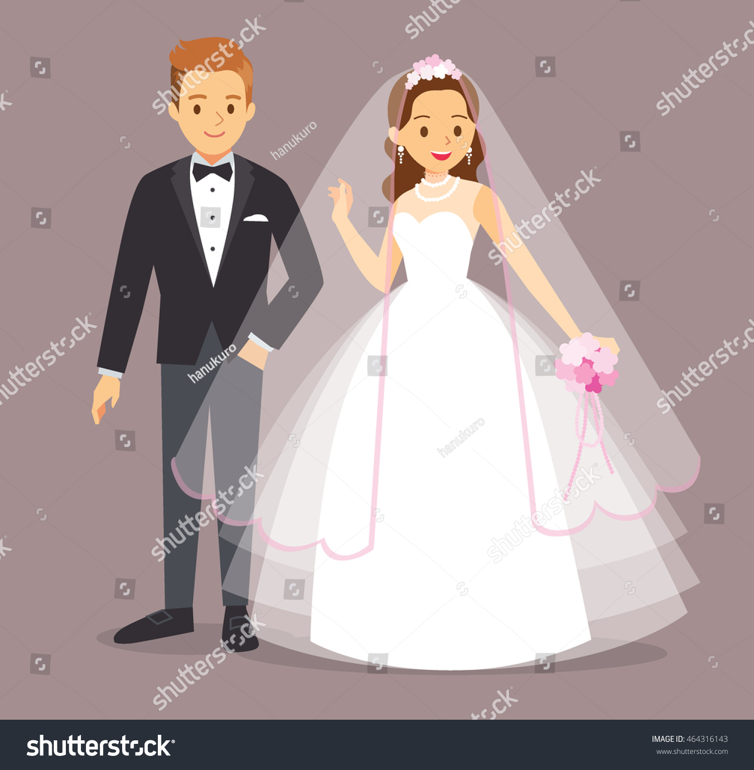 Cartoon Flat Vector Illustration Wedding Invitation Stock Vector ...