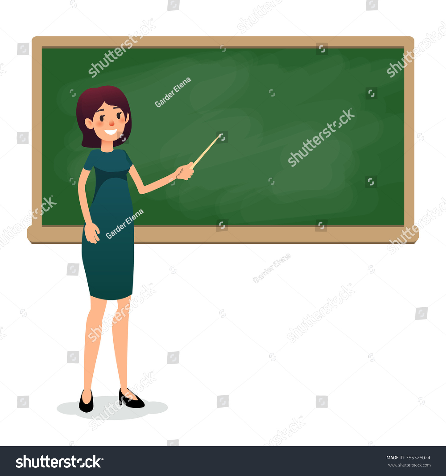 Cartoon Flat Women Pointer Classroom Near Stock Vector 755326024 Shutterstock 0673